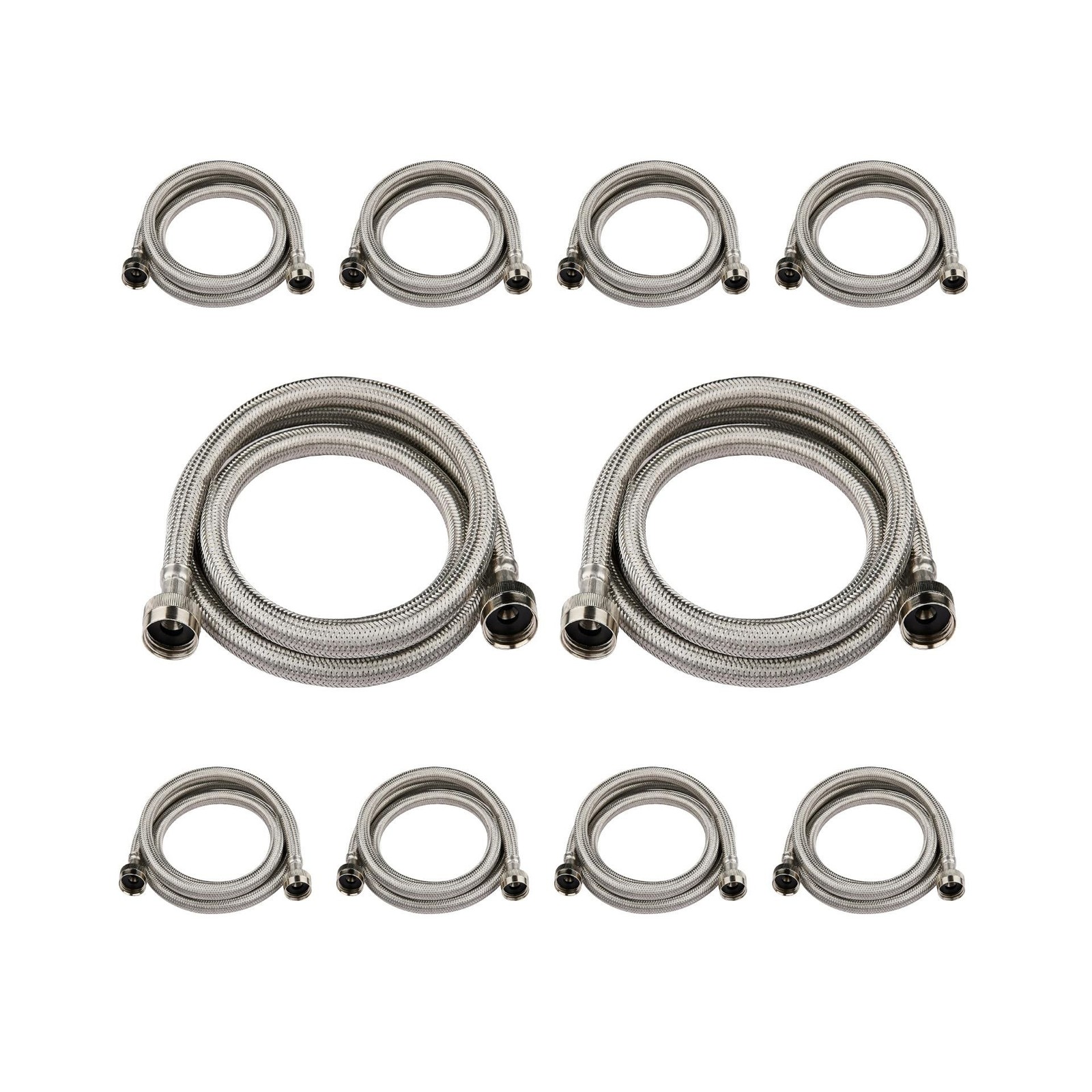 (10 Pack) Seelink 6FT Washing Machine Hose, Stainless Steel Washer Hose for H…