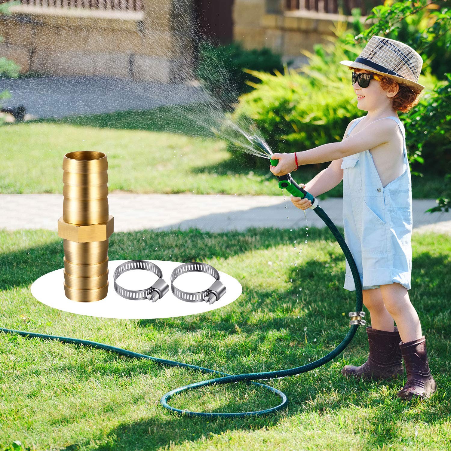 Hotop 4 Set 1/2 Inch Garden Hose Repair Connector Kit Hoses Inch, Gold