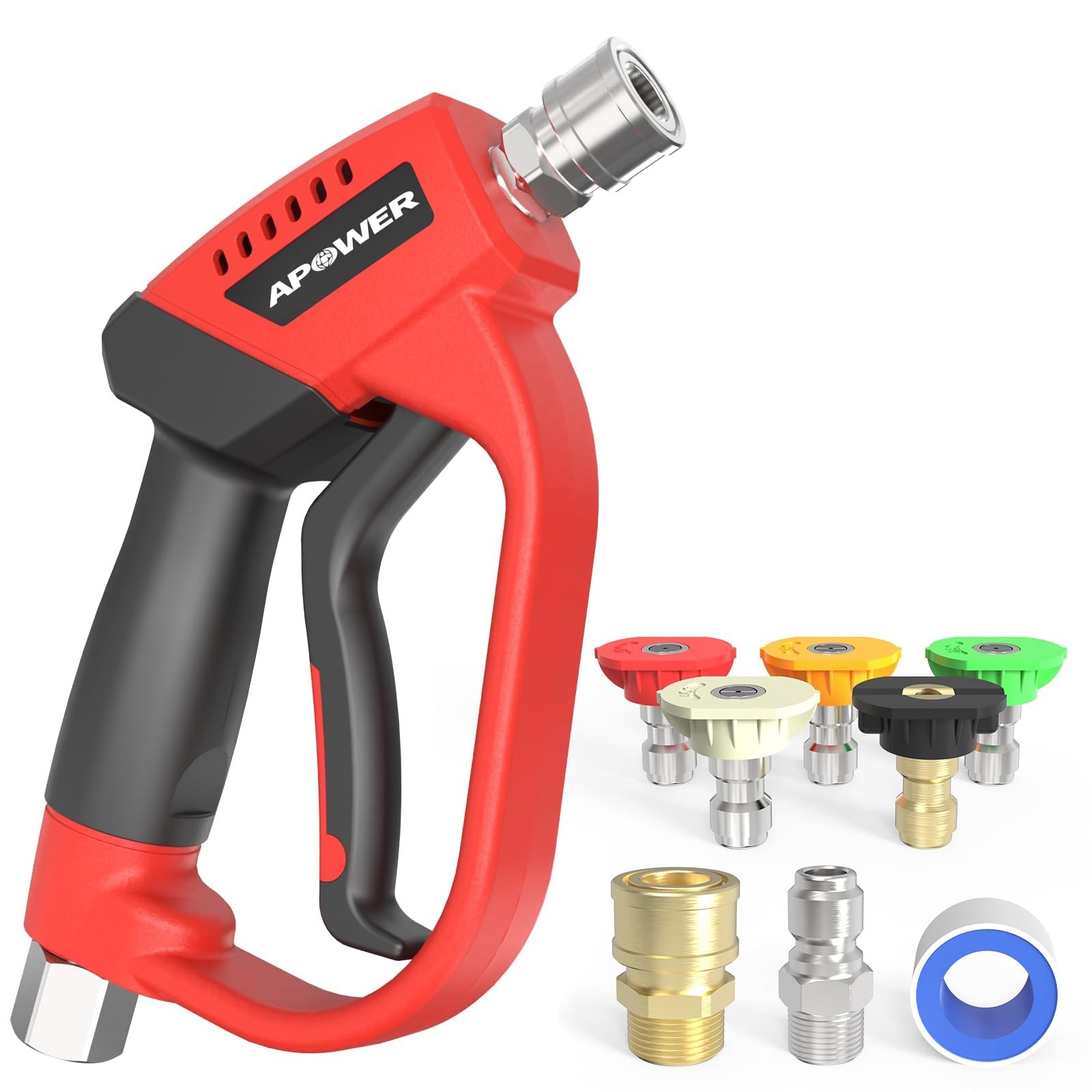 Pressure Washer Gun with 360 Swivel, Max 5000 PSI Power Washer Short Gun with…