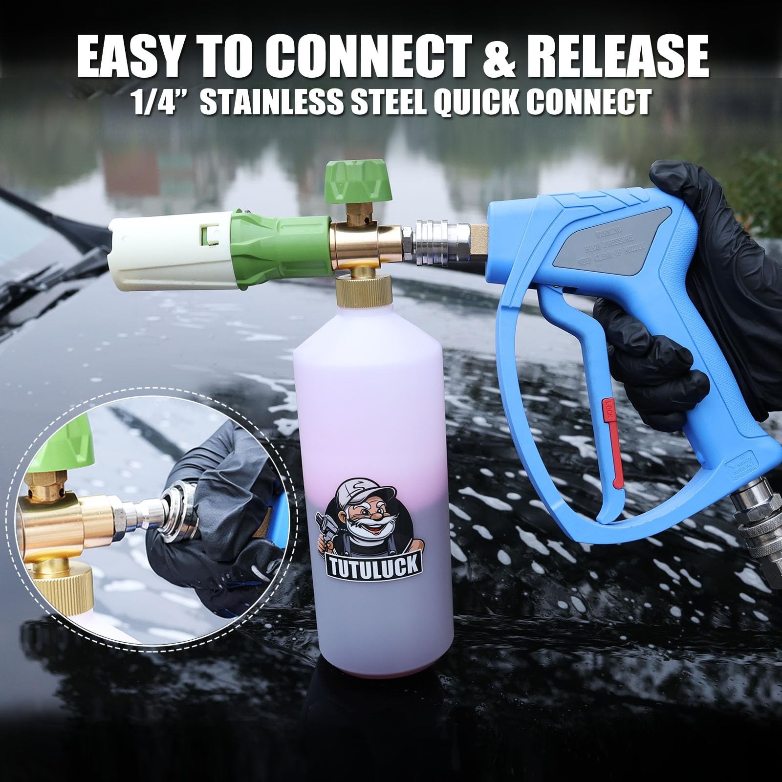 Pressure Washer Short Gun with 3/8″ Swivel, Power Washer Stubby Trigger Handl…