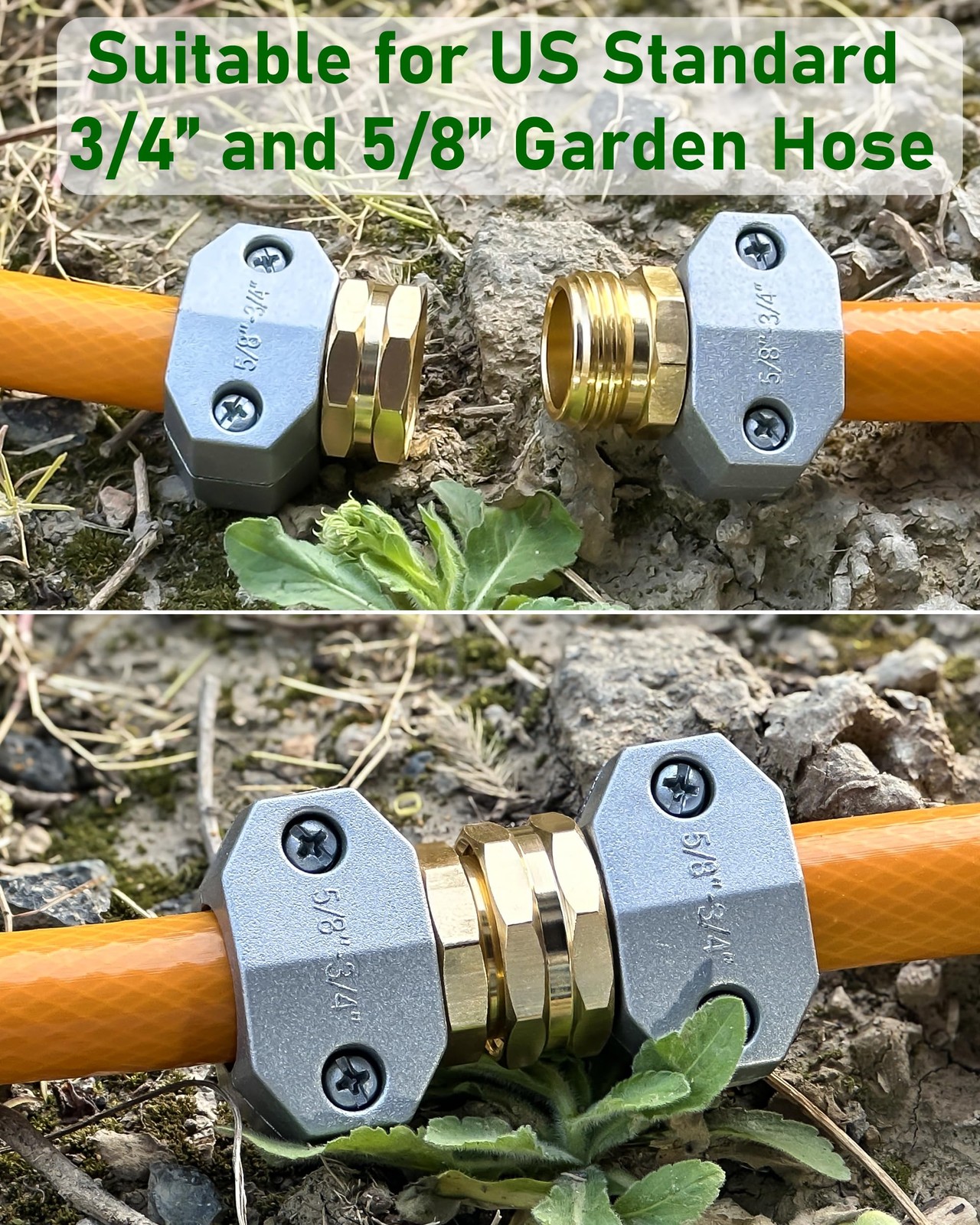 Hose Repair Kit for Garden and 5/8″ 3/4″, 4 Pack(2Female + 2Male)