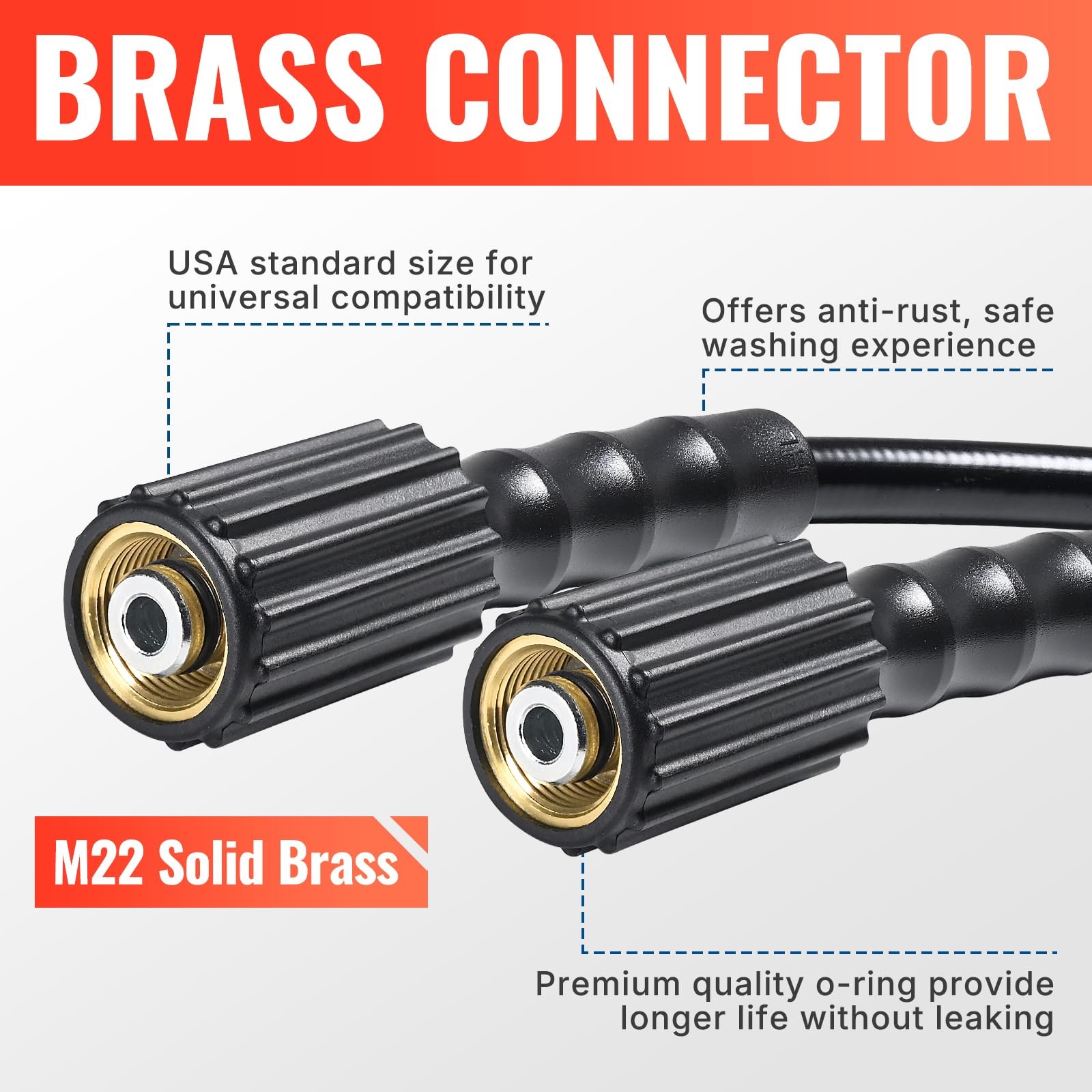 YAMATIC Pressure Washer Gun and Hose 50FT with Easy Pull Trigger – 50ft