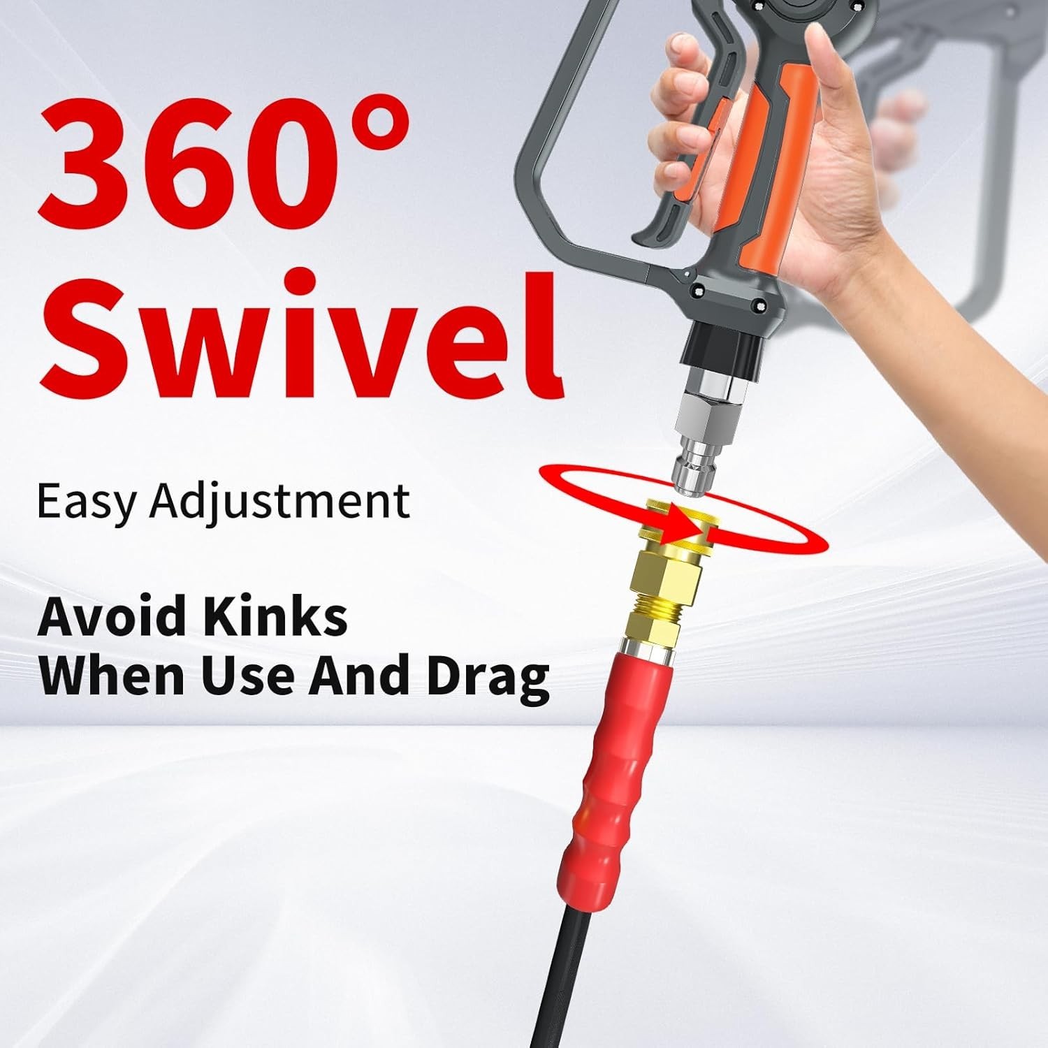 Pressure Washer Hose 50FT, 4800PSI Wire Braid Power Washer Extension Hose 3/8 In
