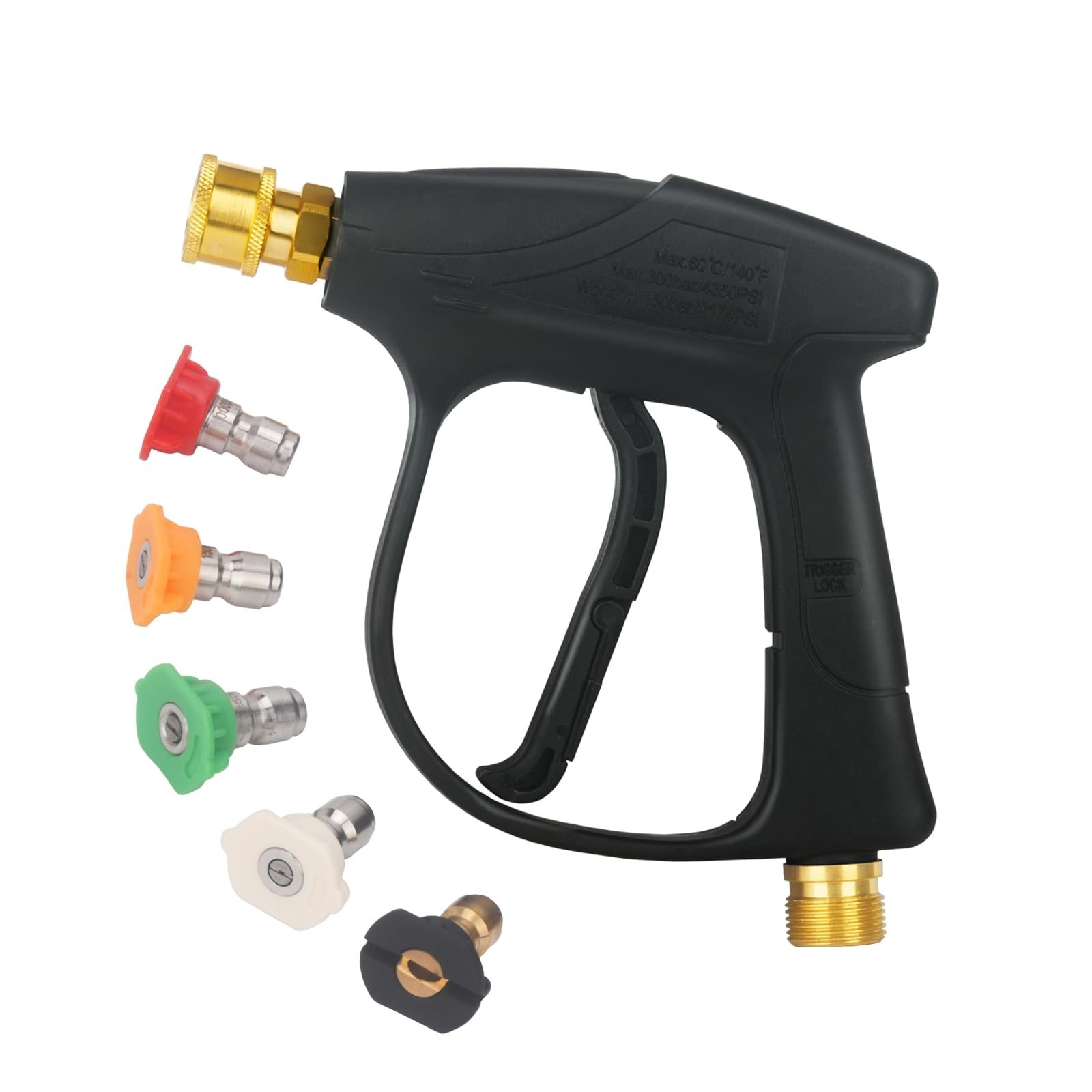 DUSICHIN DUS-220 Short Wand High Pressure Washer Handle Gun 3000 PSI Max 5 Pr…