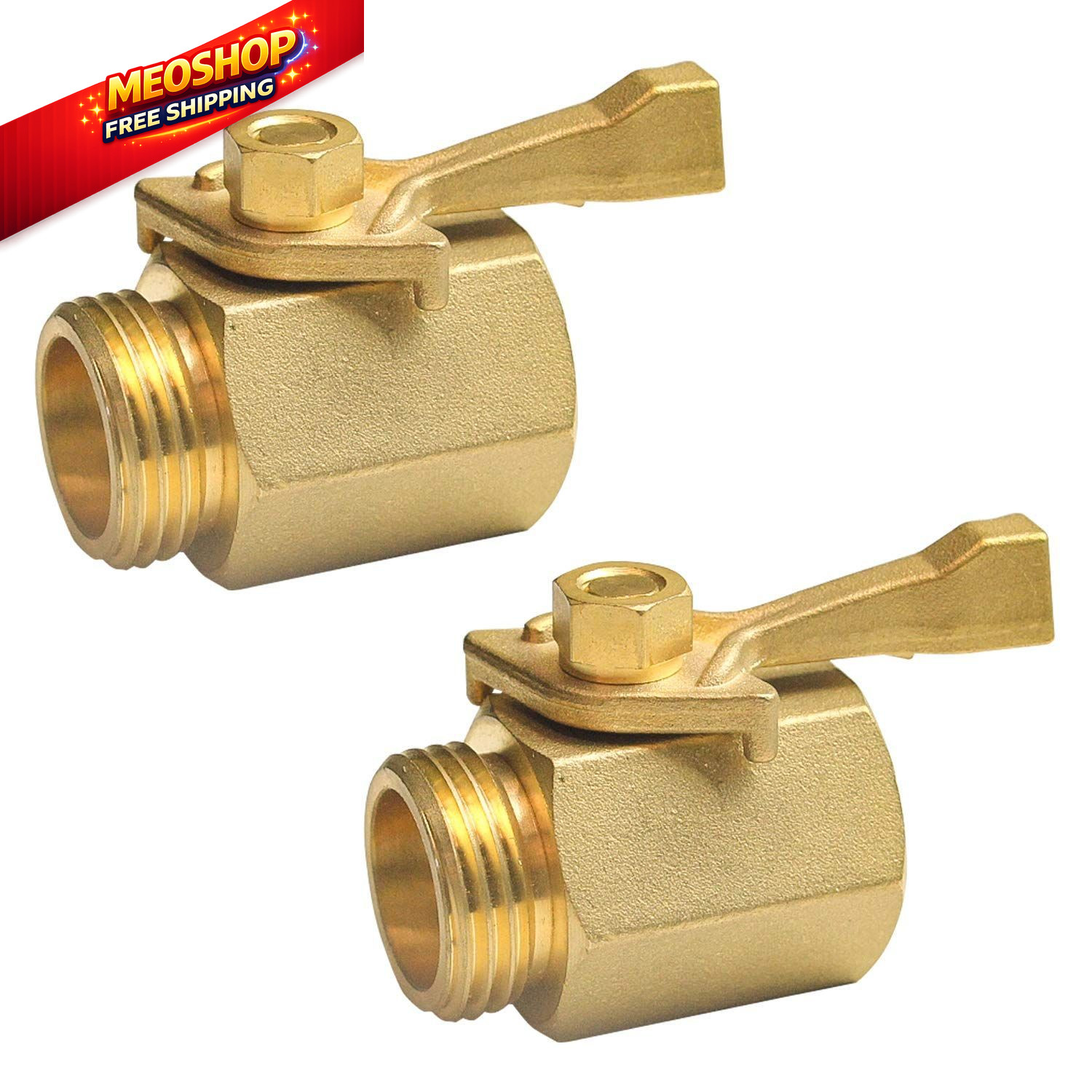 Hourleey 2 Pack Solid Brass Garden Hose Shut Off Valve with 2 0.75 inches