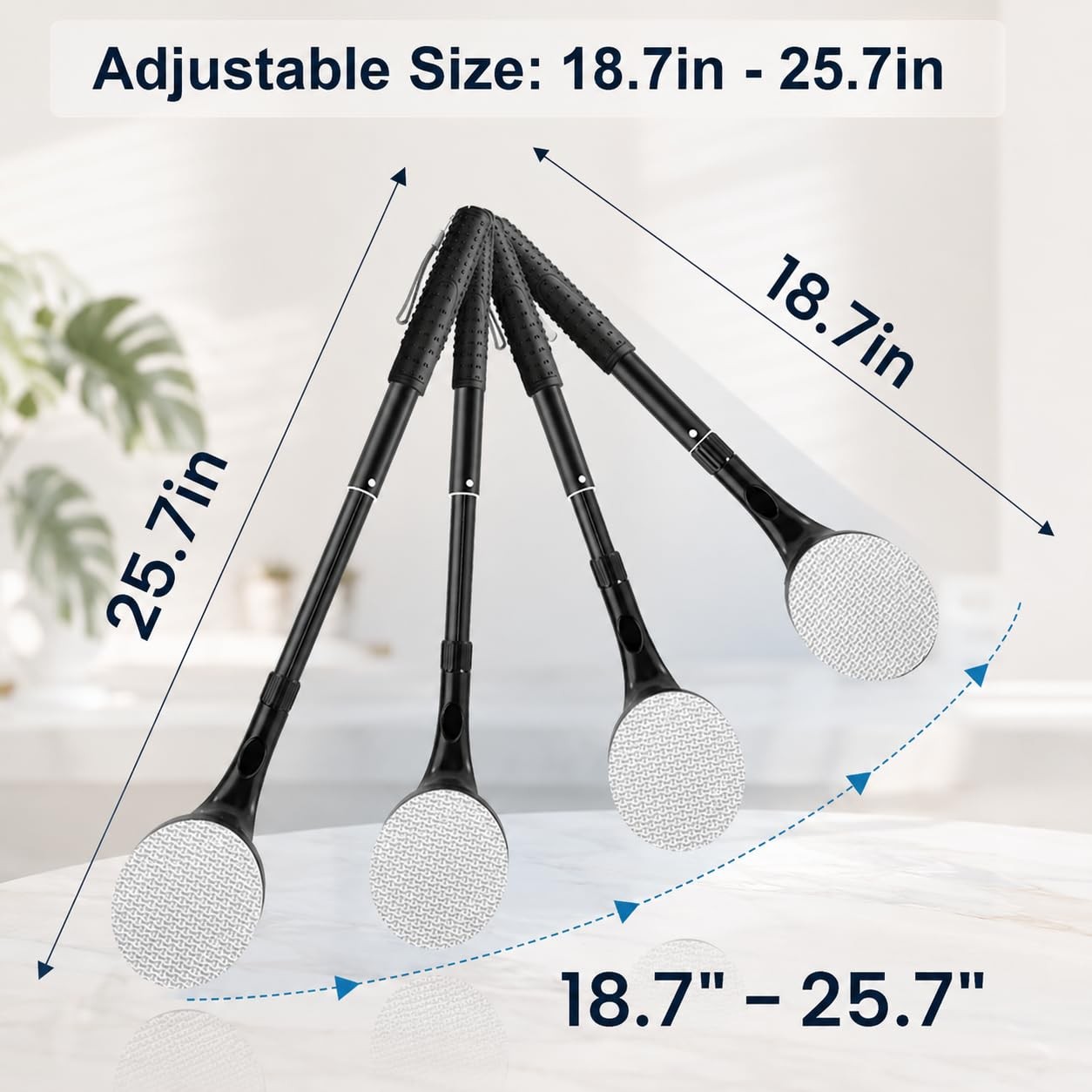 Lotion Applicator for Back, 25.7” Telescopic Back Applicator, Black