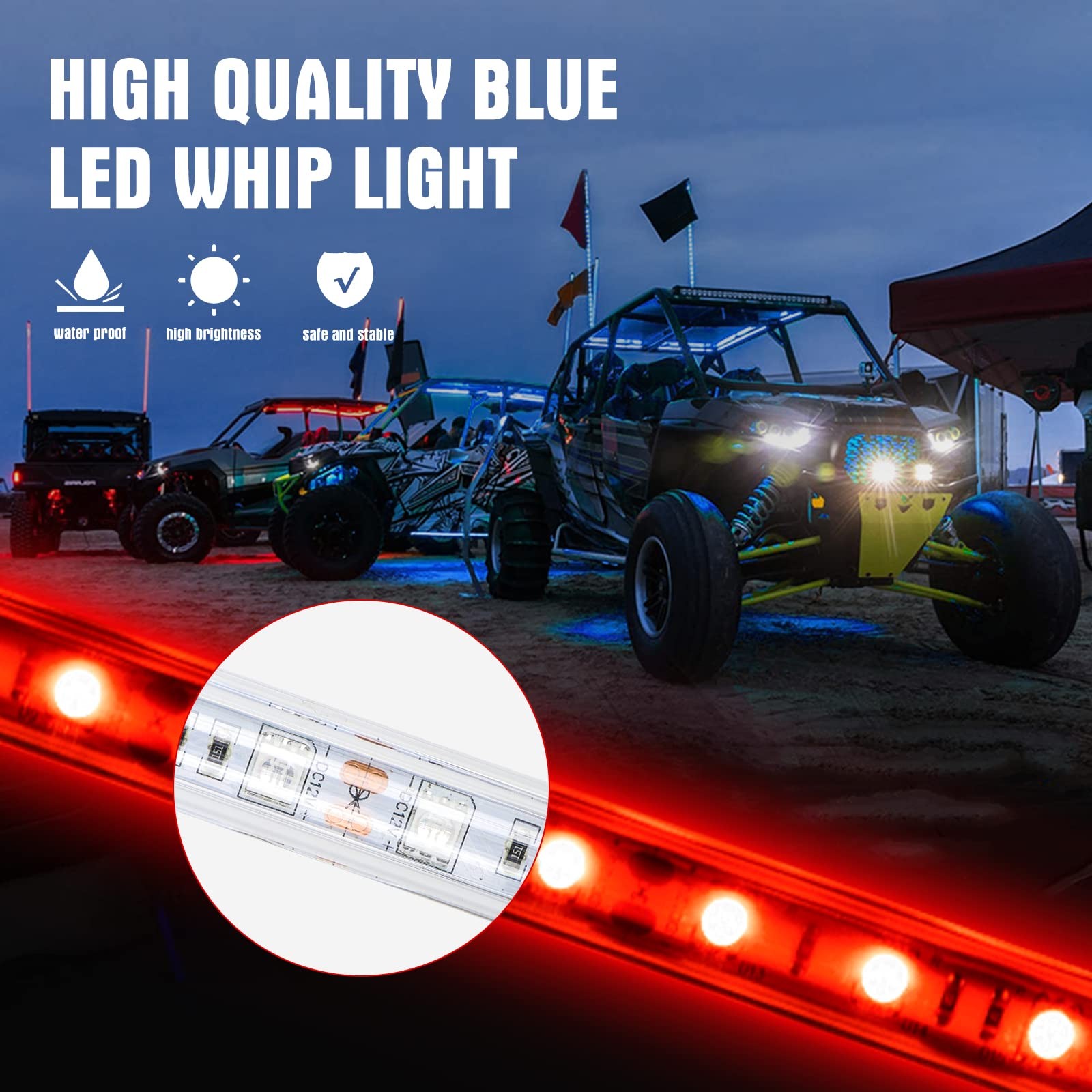 1Pc 1.2M Red Led Whip Light For Truck Bestzheyu 4Ft Atv Utv Led Whip Light