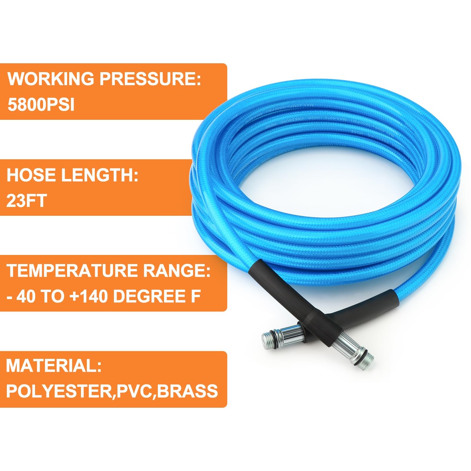 GASHER 23feet Home Dryer Vent Duct Cleaning Kit, 2 Jetter Nozzle, 1/4″