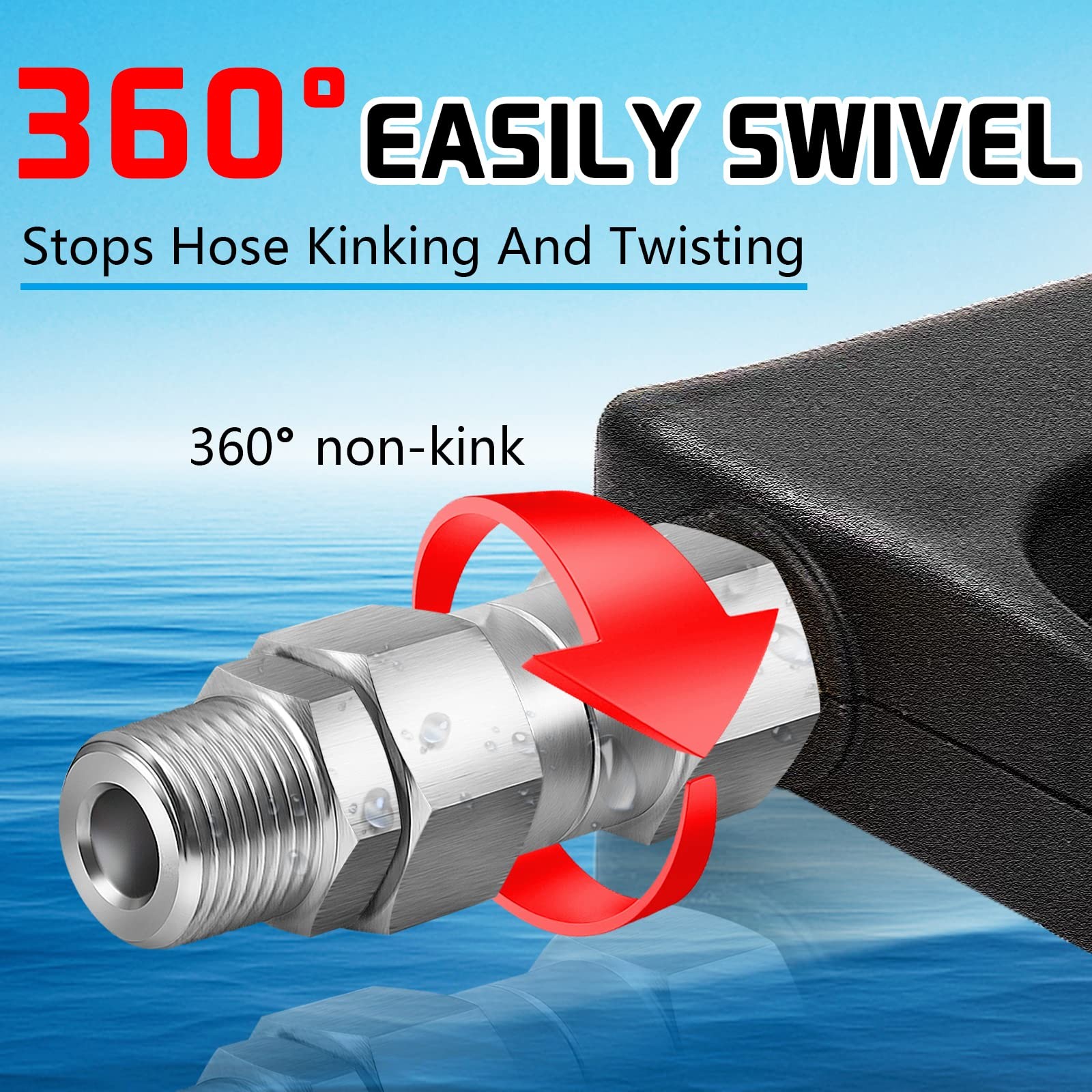 3/8 NPT Pressure Washer Swivel Male to Female-2Pcs, Silver