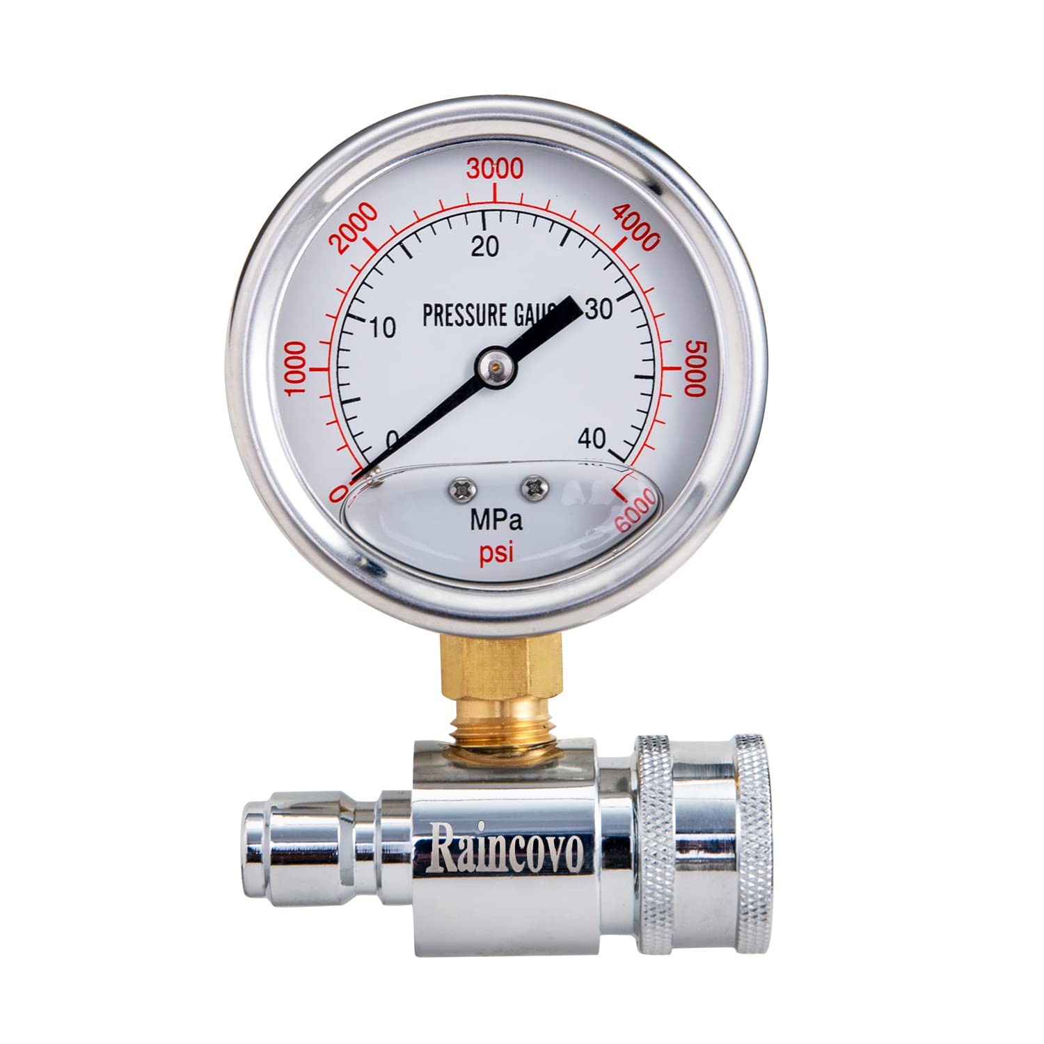 Raincovo Pressure Washer Gauge, 6000 PSI, 3/8 Inch Quick Connect, 6000 PSI