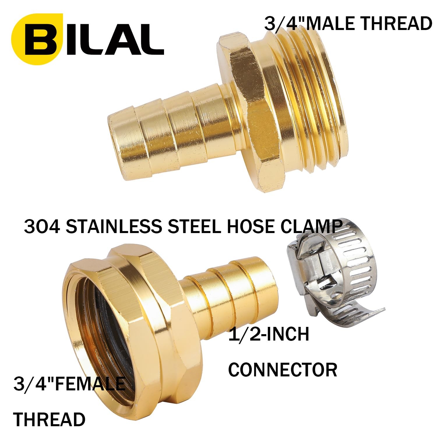 5 Set Garden Hose Repair Connector Kit with Clamps, 5 Set, Fit for 1/2″ hose