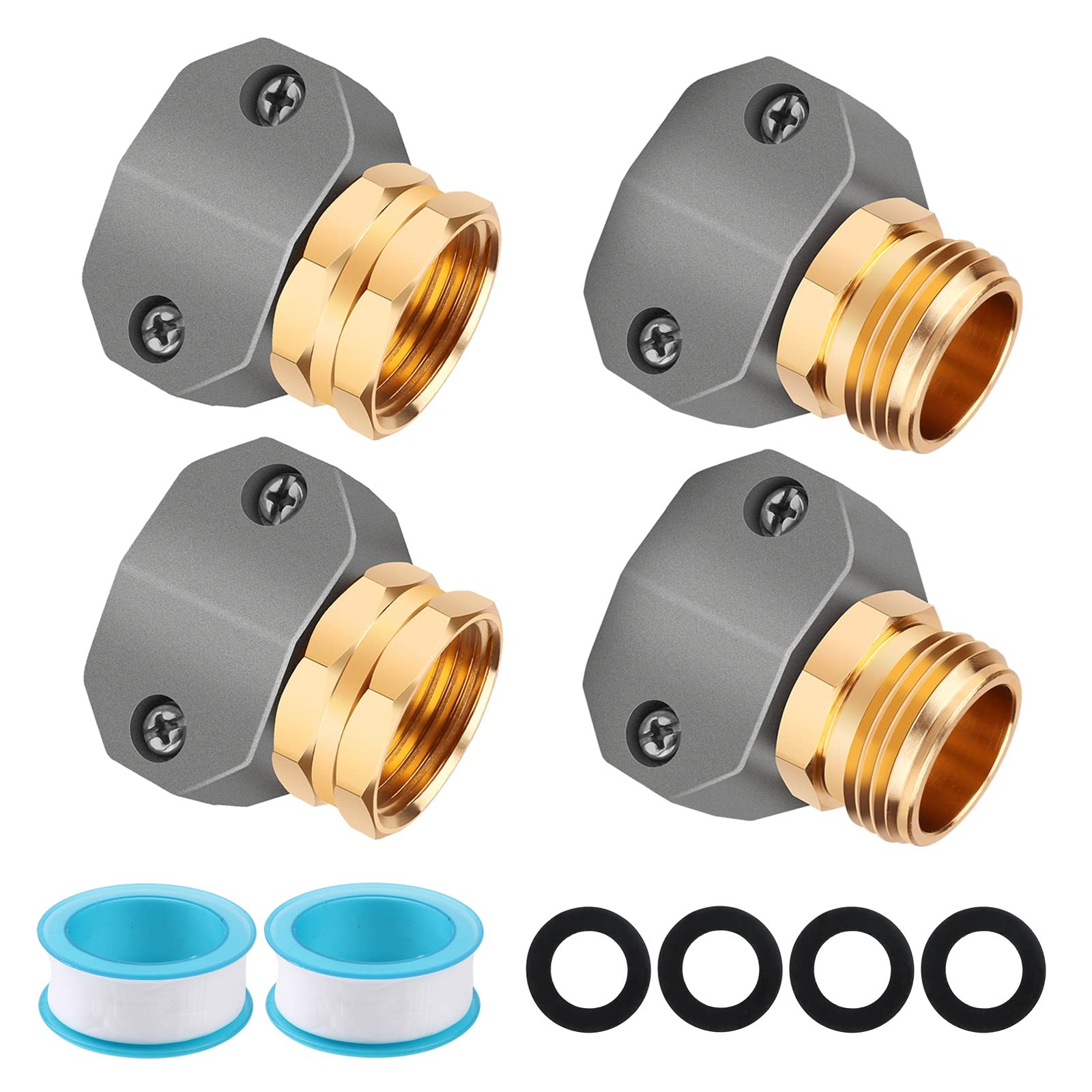 Jeeker Garden Hose Repair Kit, Zinc and 5/8 inches 3/4 inches, Gray