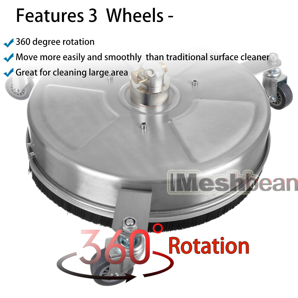 15″ Surface Cleaner 4000PSI Stainless Steel Pressure Washer W/ 3 Wheels& 2 Wands