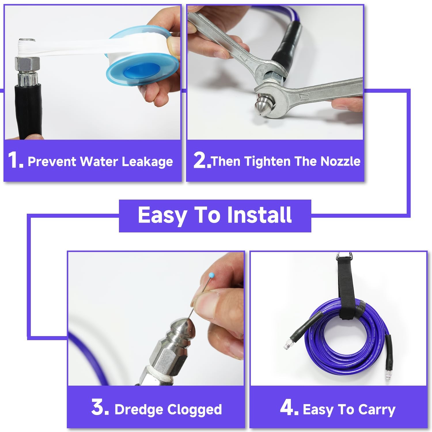 NIFUAL 100FT Sewer Jetter Kit for Pressure Washer, 5800PSI 100 Feet,