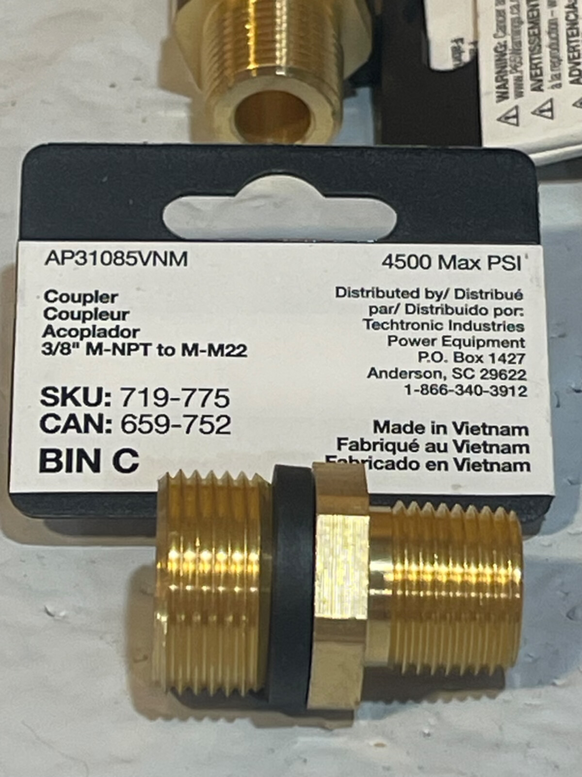 4 NEW Powercare 3/8 in. Male NPT x Male M22 Hose to Trigger Coupler 719-775 (N3)