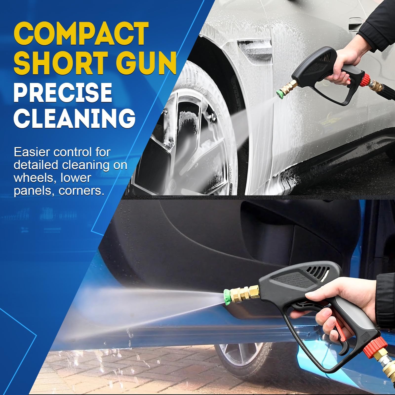 TOOLCY Pro Short Pressure Washer Gun 5000 PSI with 360° Gun, Black