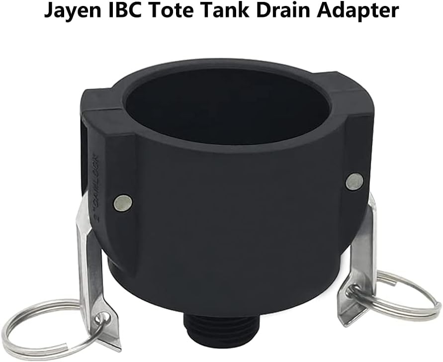 275 330 Gallon IBC Tote Tank Drain Adapter Fittings 2″ Cam Lock 2 Inch, Black