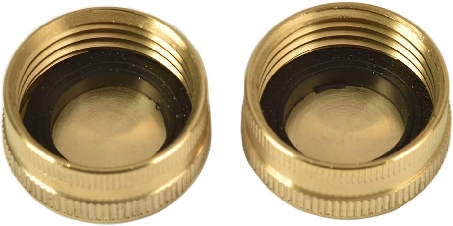 2 Pack 3/4″ Brass Garden Hose End Caps with Washers Female(2 Pack),