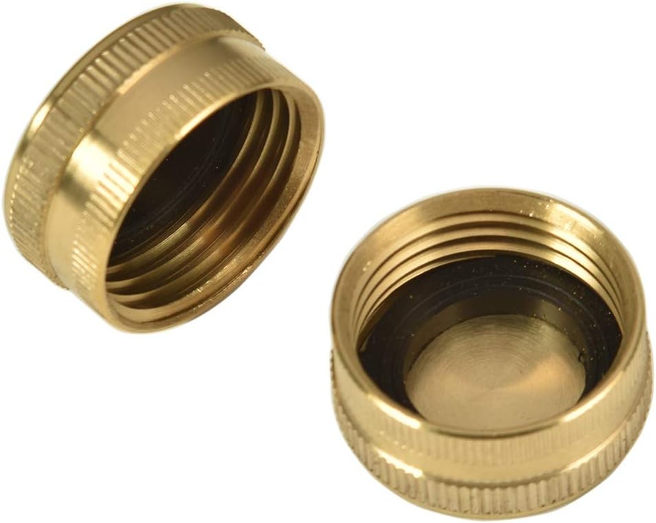2 Pack 3/4″ Brass Garden Hose End Caps with Washers Female(2 Pack),