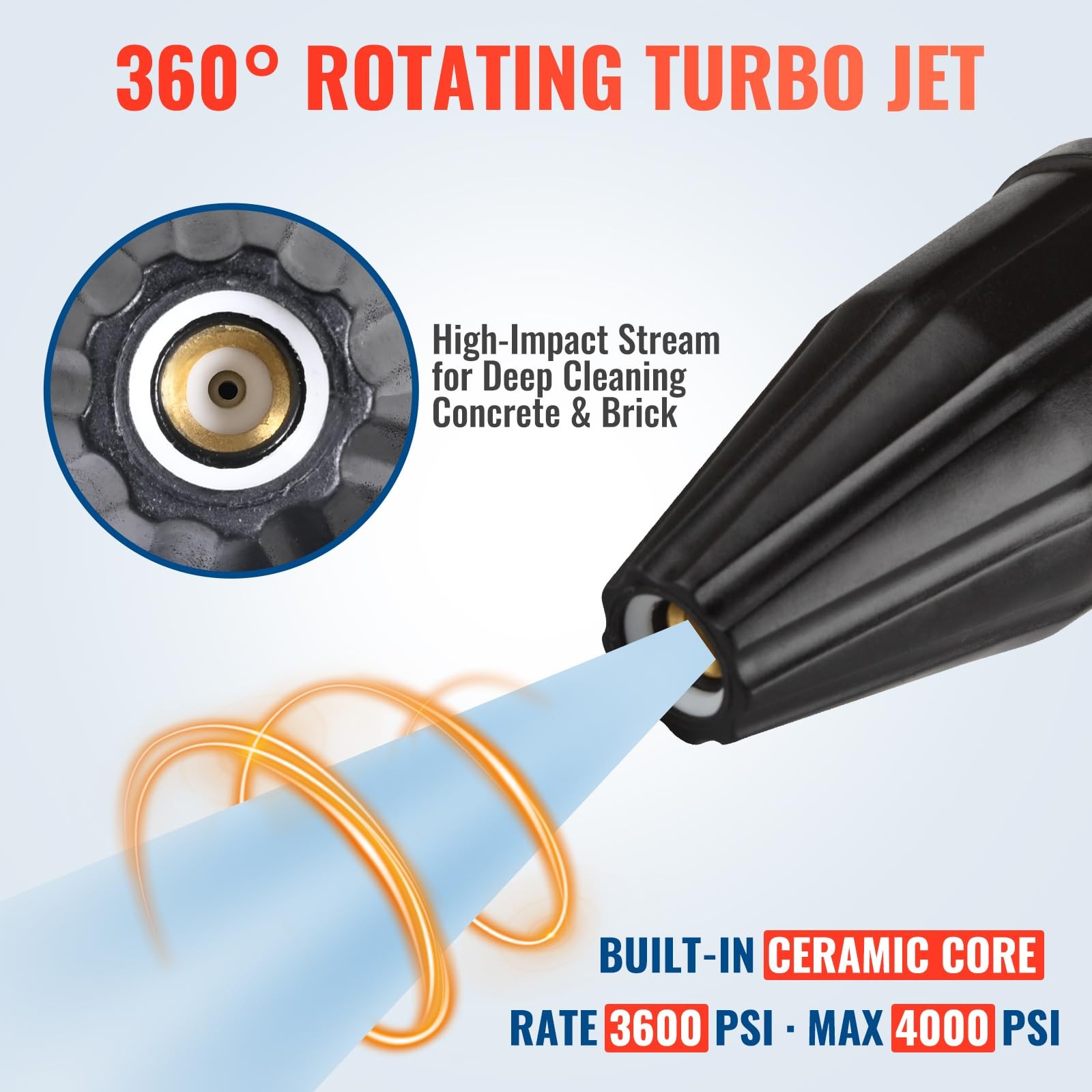 YAMATIC Pressure Washer Tips Turbo Nozzle Rated 3600 PSI Nozzle, black