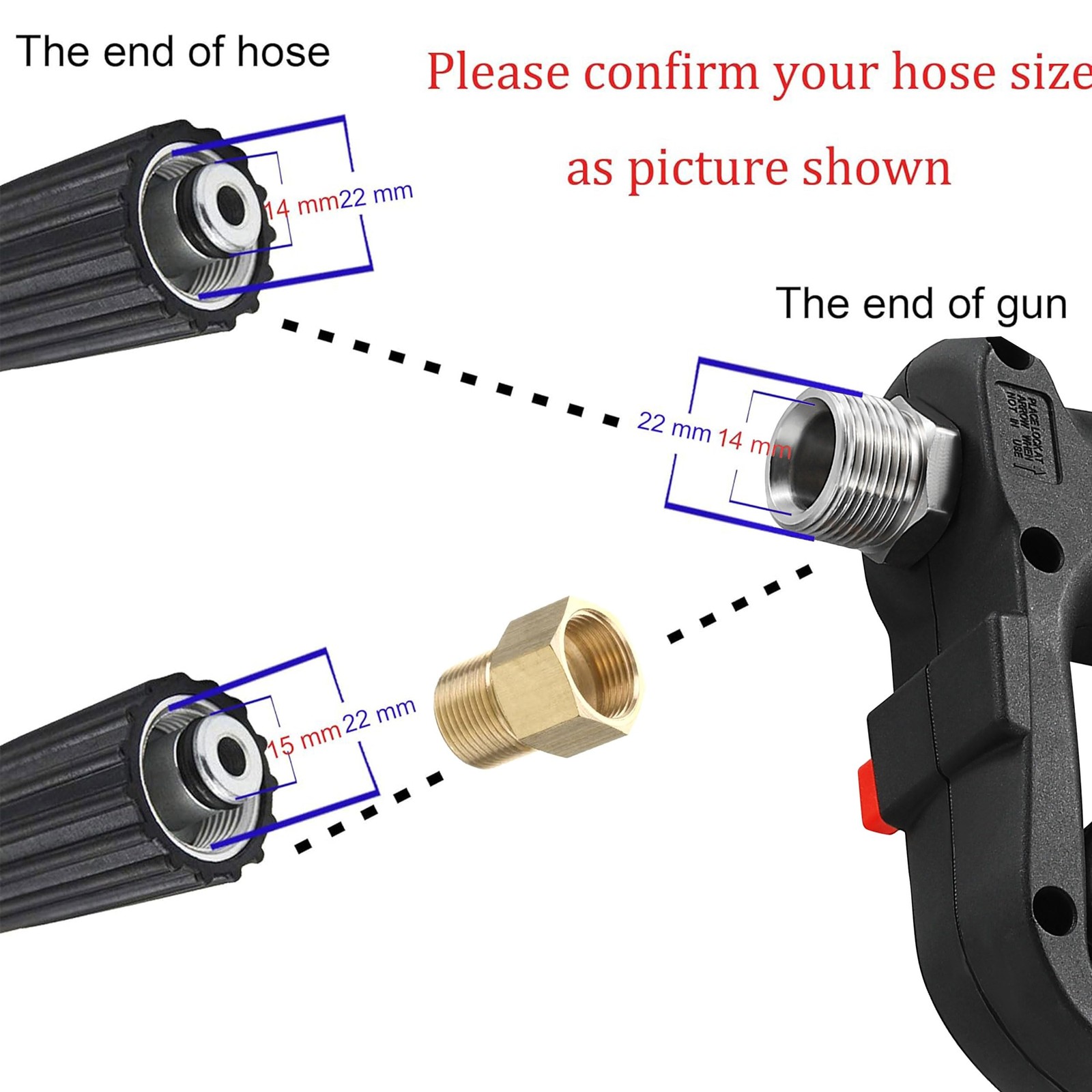 M MINGLE Short High Pressure Washer Gun, 5000 PSI, Replacement for Hot black