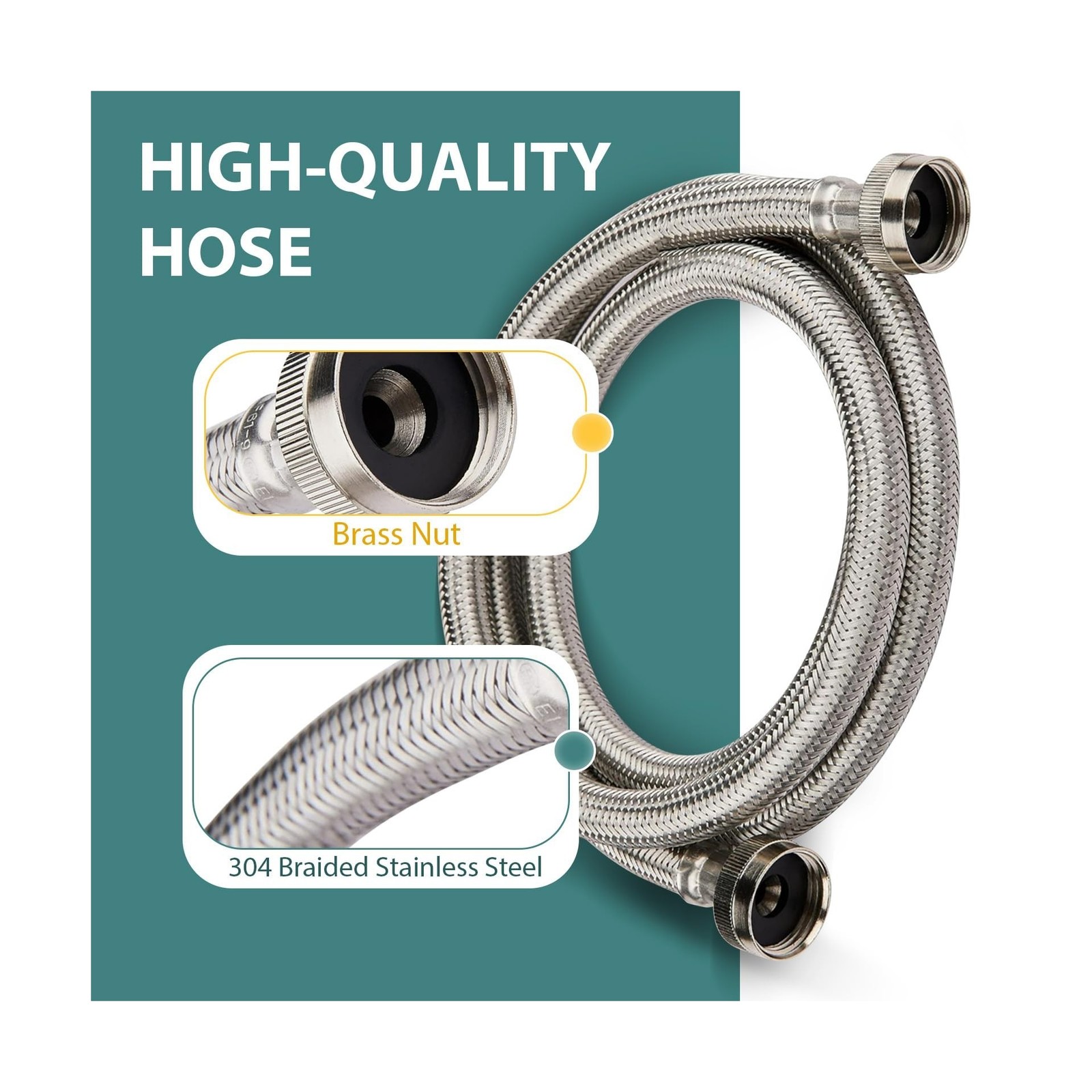 Washing Machine Hoses 4ft, 30 Pack Braided Stainless Steel Washer Hoses, Hot …