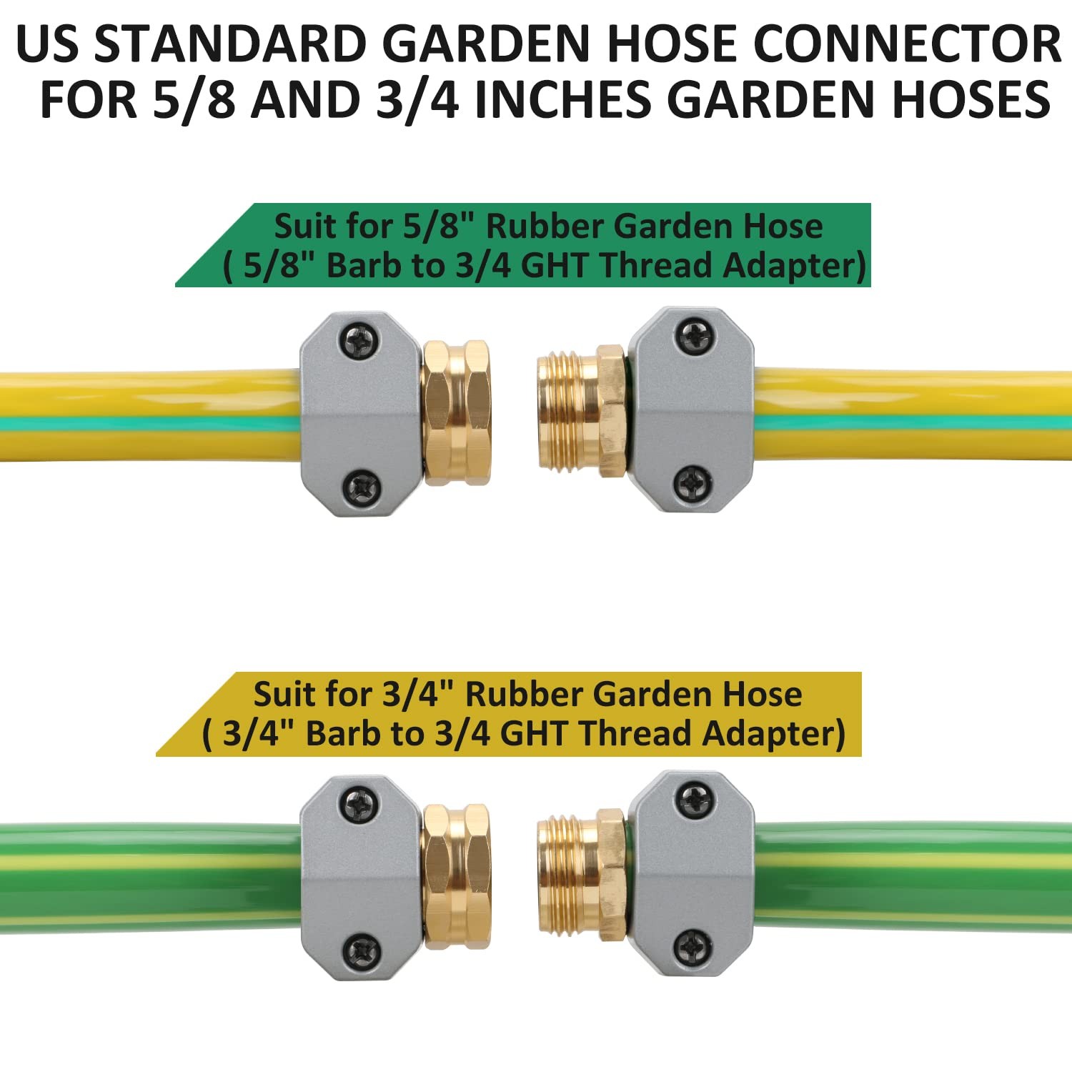 STYDDI Garden Hose Repair Connector Fitting, Aluminum Mender 2 Sets, Gray