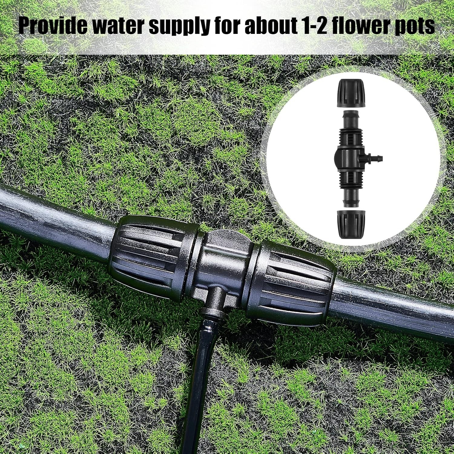 12 Pcs Barbed Tee Drip Irrigation Tubing for 1/2 inch to 1/4 inch, Black