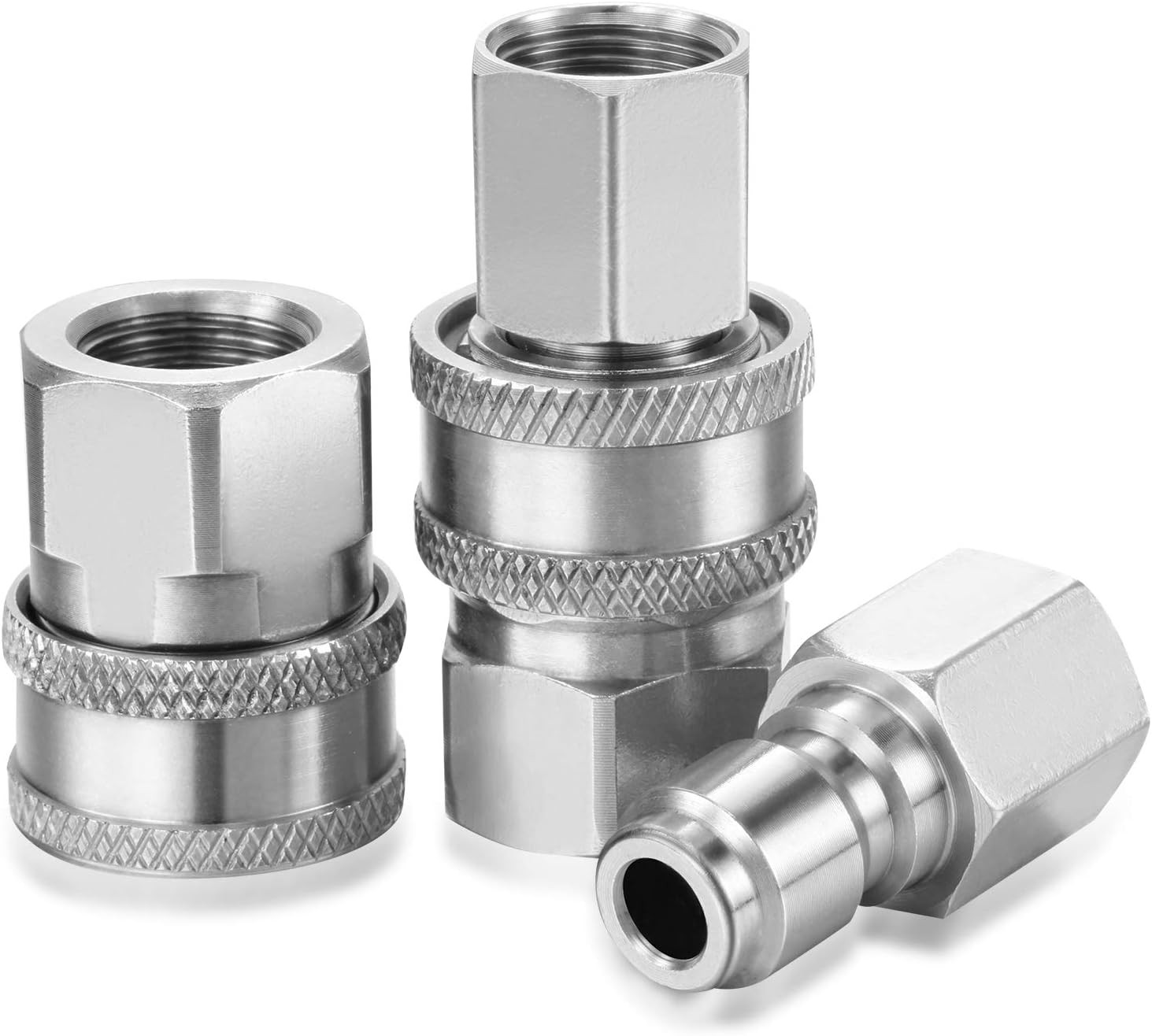 Hotop 4 Sets NPT 3/8 Inch Stainless Steel Male and Inch, Internal Thread