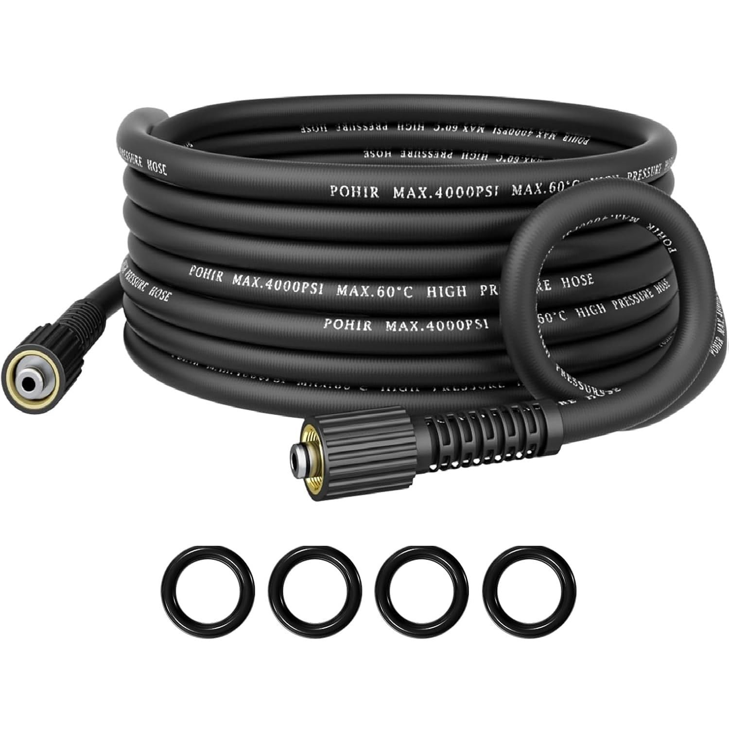 POHIR Pressure Washer Hose 25FT, 1/4″ Kink Resistant Power Washer Replacement…