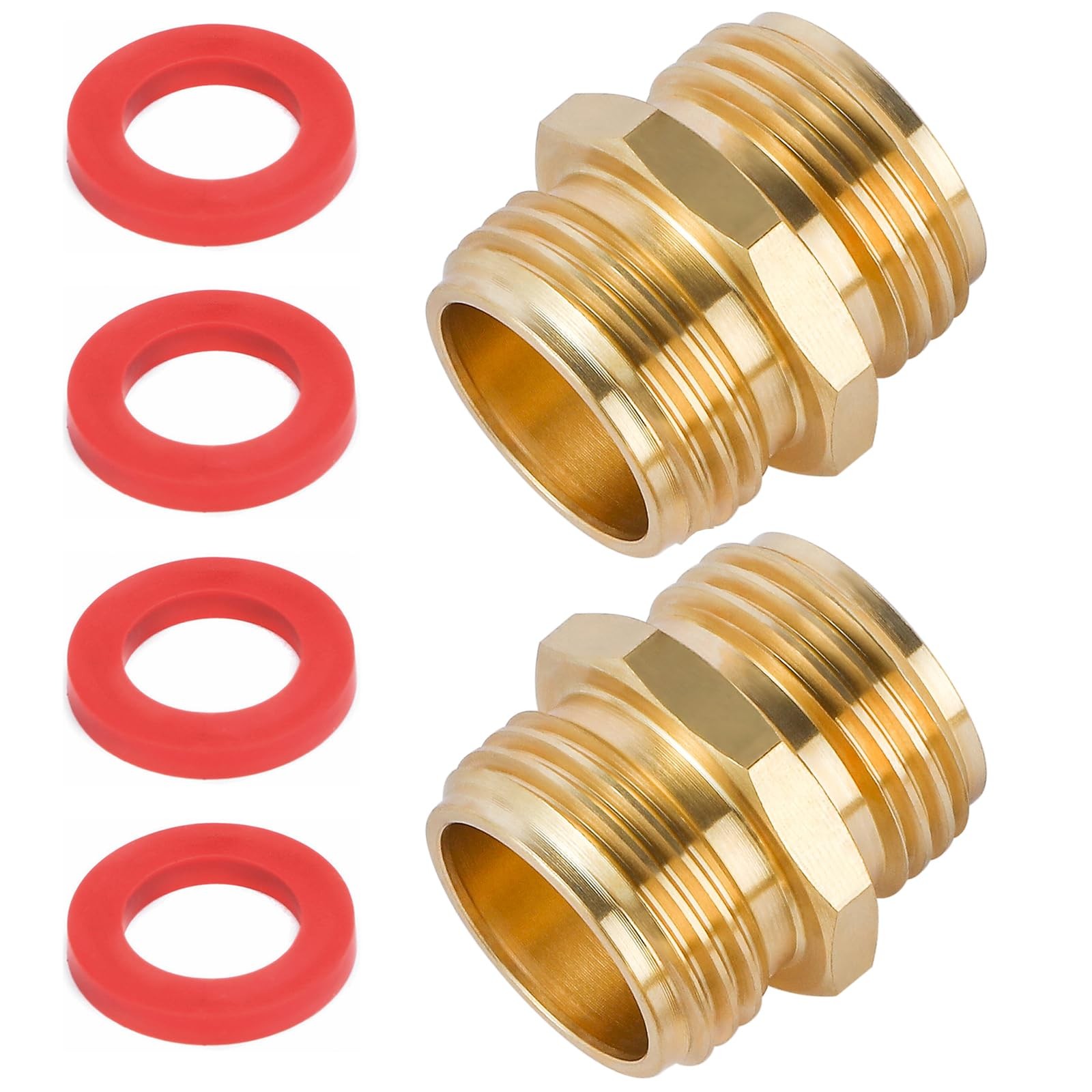 2 Pack 3/4 Inch Brass Garden Hose Adapter Male to Double Male(2 Pack),