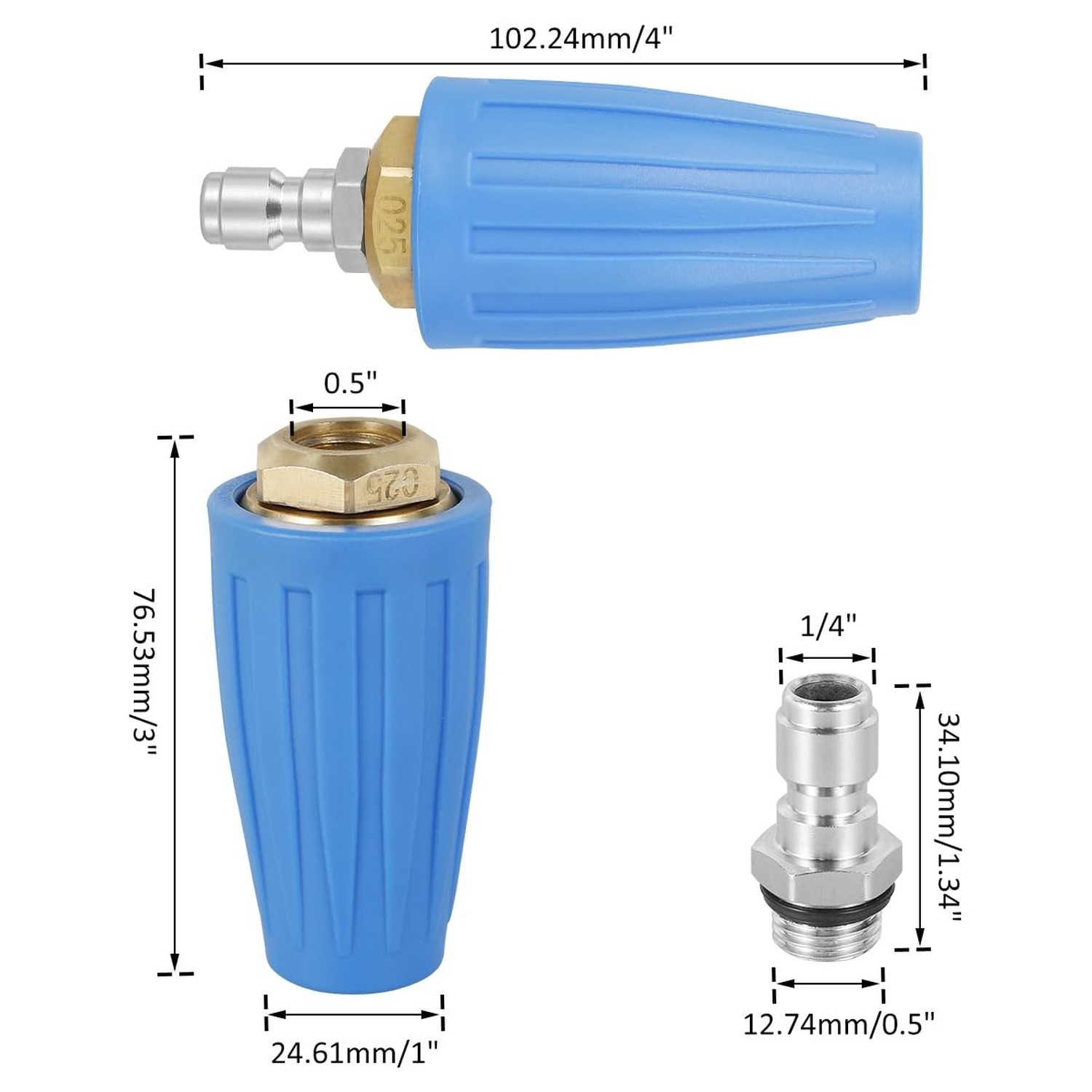 5PCS Nozzle Pressure Washer 4000PSI Max, 360° Rotating Pressure Washer Nozz