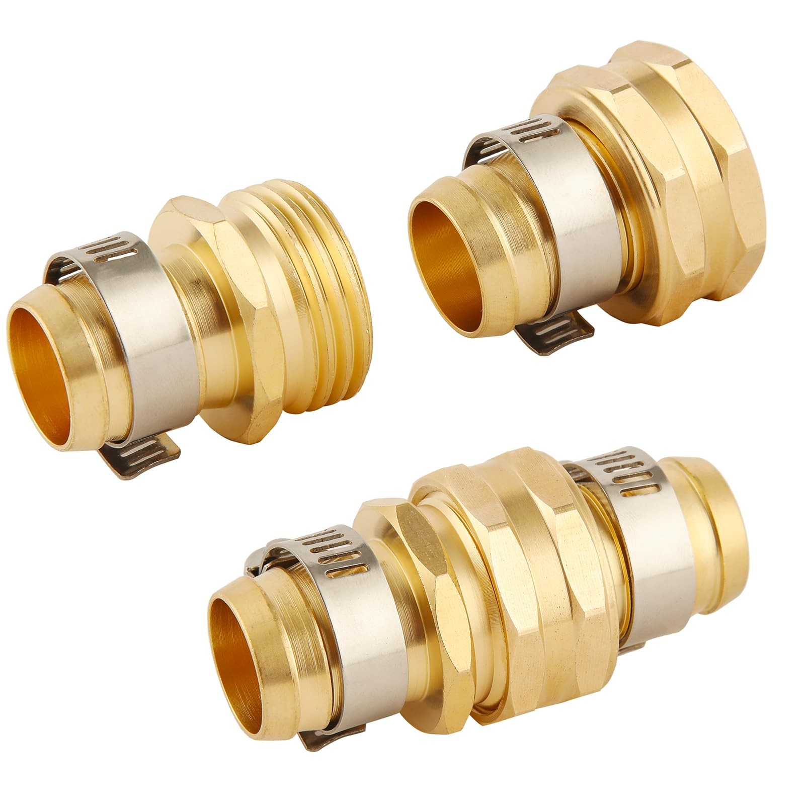4 Set Brass Garden Hose Repair Connector Kit with 4 Set, Fit for 3/4″ hose