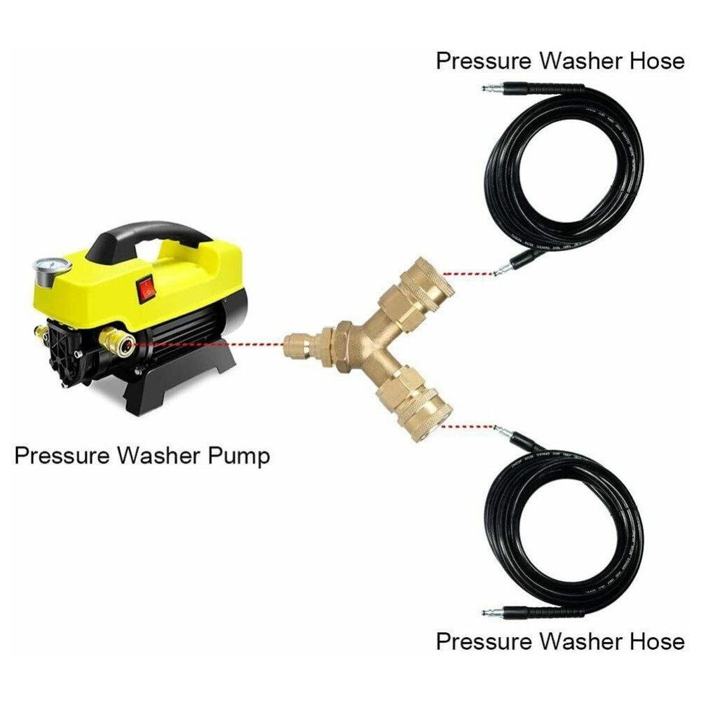 3/8 5000PSI Fitting Pressure Washer Tee Splitter CouplerBrass 4.0 GPM