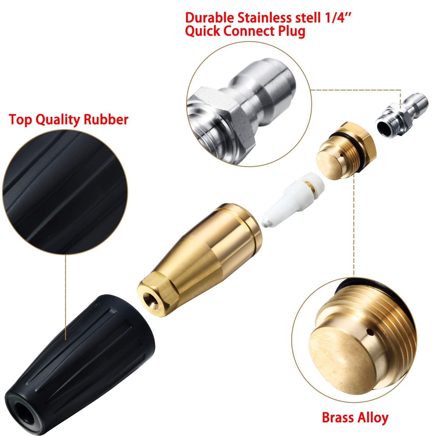 Mudder 4000 Psi Pressure Washer Rotating Turbo Nozzle 4.0 0.25 inches, Black