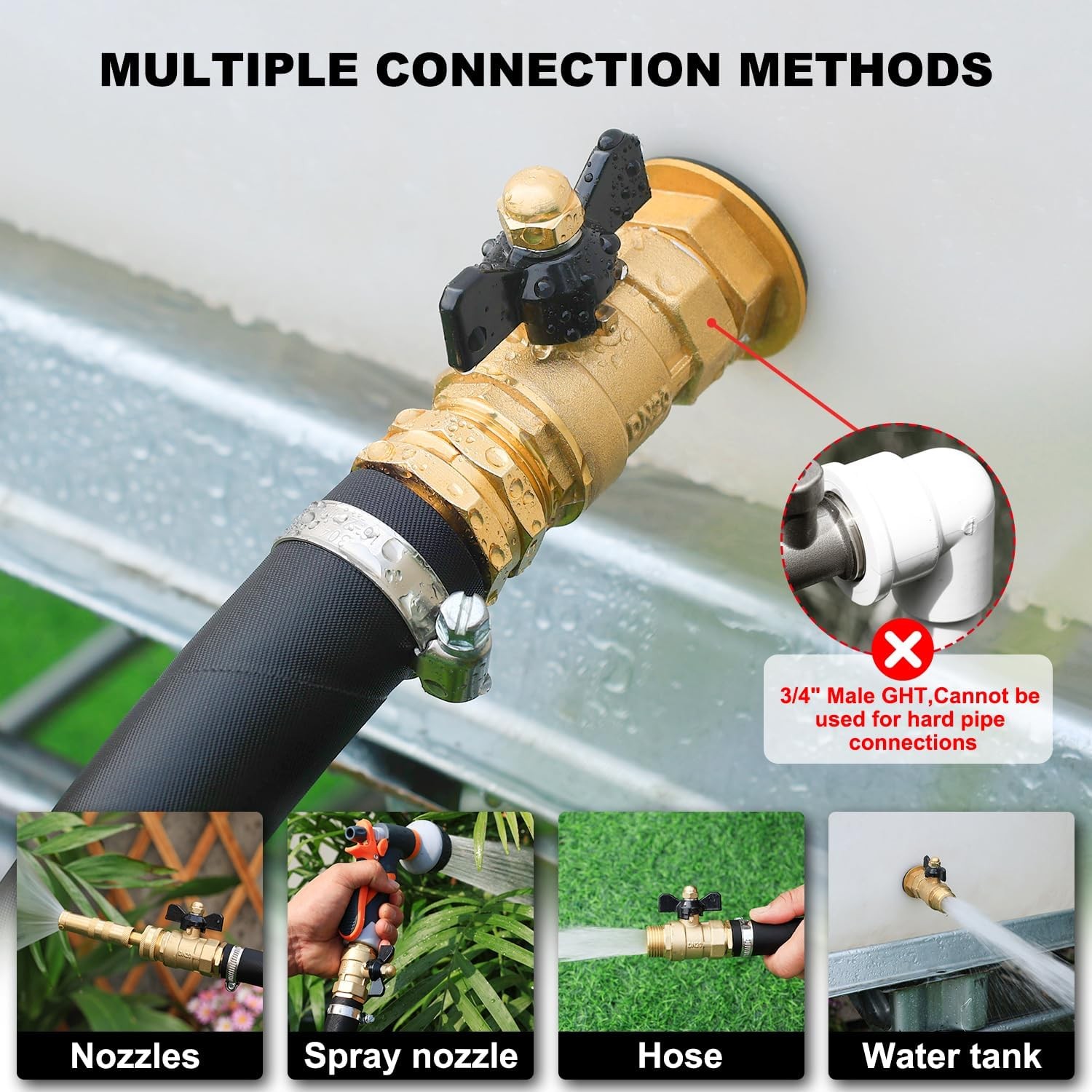 Garden Hose Brass Shut Off Valve Full Flow, No Butterfly Handle
