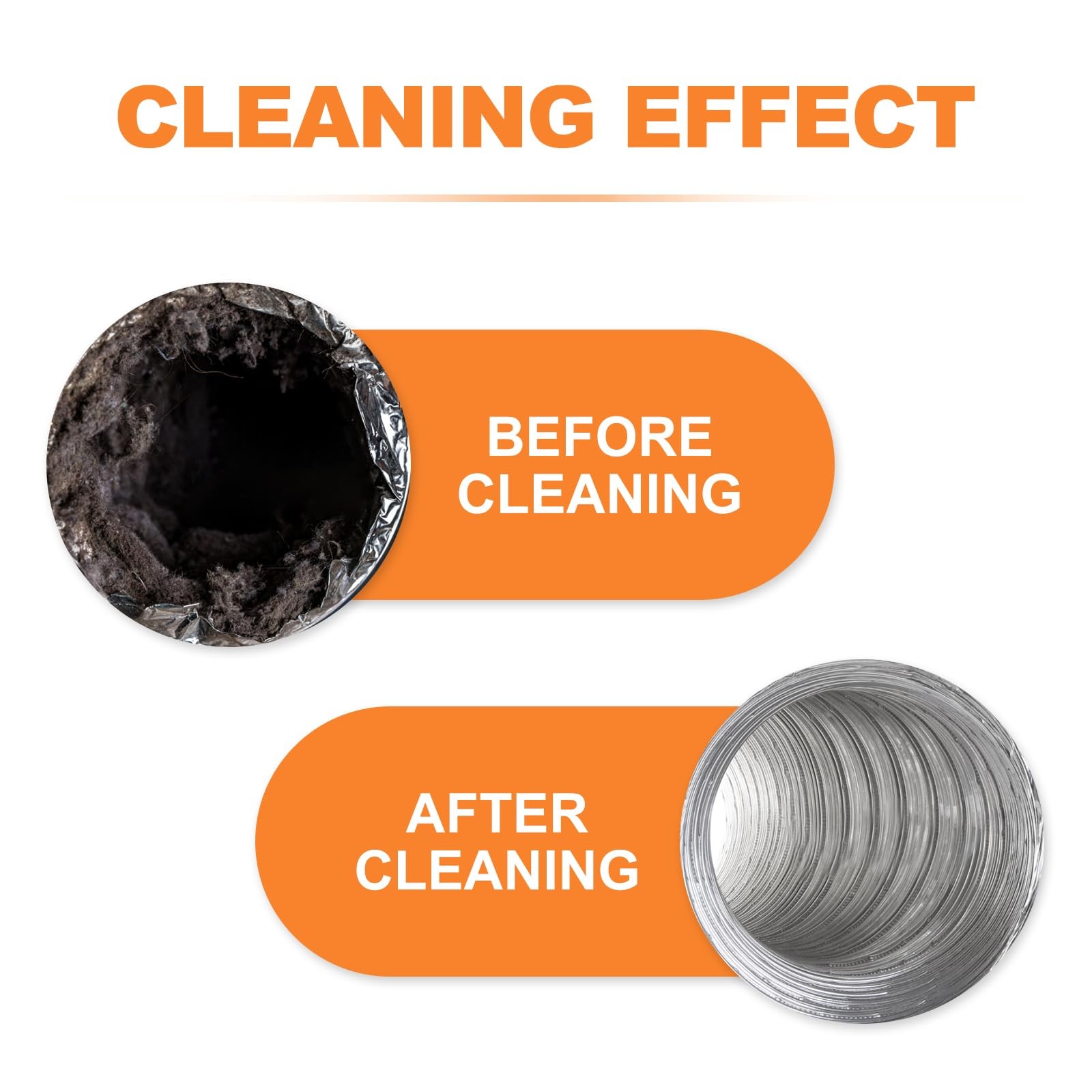 GASHER 23feet Home Dryer Vent Duct Cleaning Kit, 2 Jetter Nozzle, 1/4″