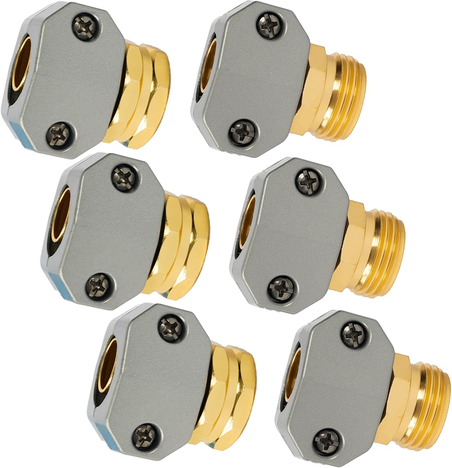 LIULO TOOL Garden Hose Repair Kit, 3 Sets Aluminum Alloy 3 Sets, Silver, Gold