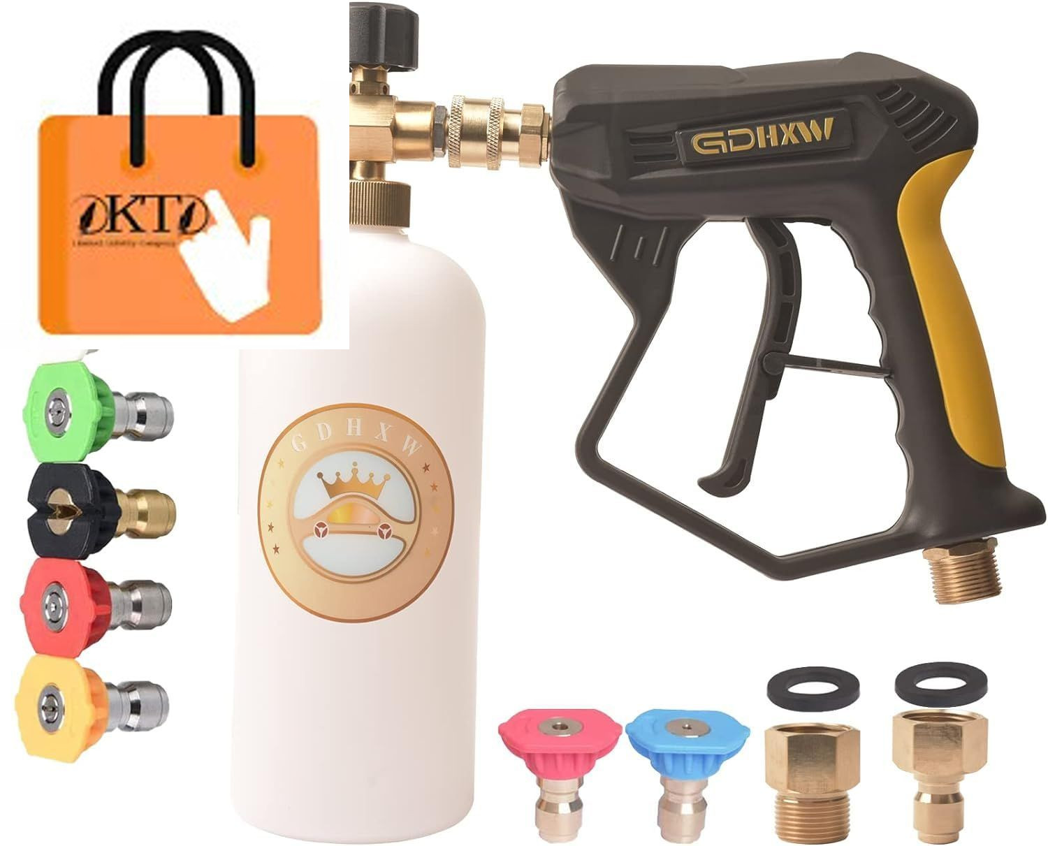 X-887 High Pressure Washer Gun with Foam Cannon 2 Adapter 13.78 inches