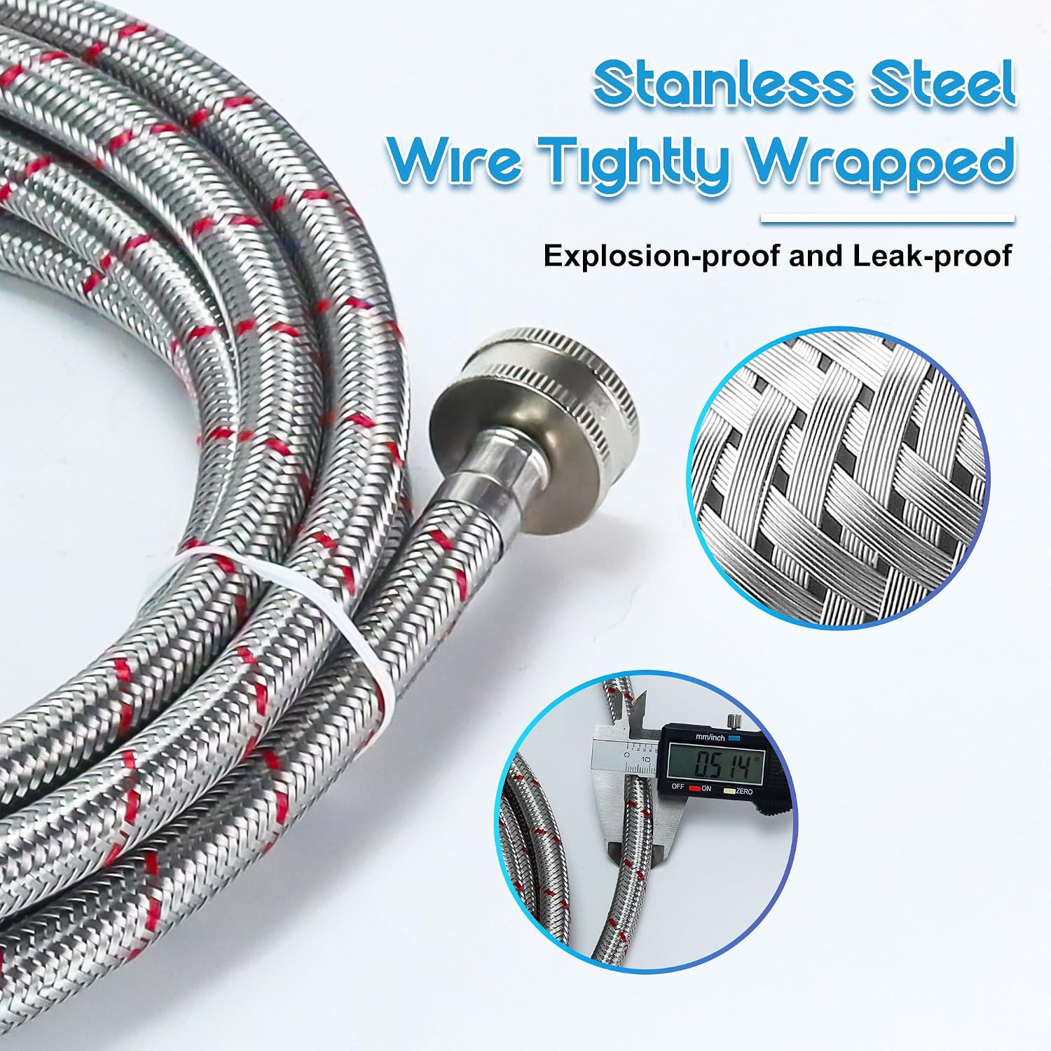 15FT Extra Long Washing Machine Hoses 3/4” Standard NPT Connections Burst-Proof