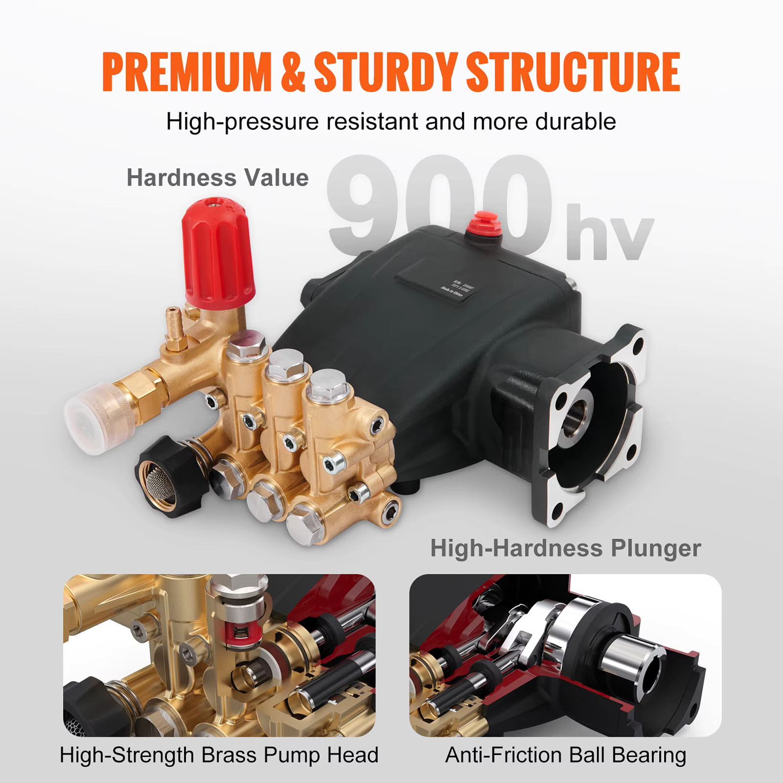 VEVOR Horizontal Triplex Pressure Washer Pump 3300 PSI 3.0 GPM 3/4″ Shaft Gas