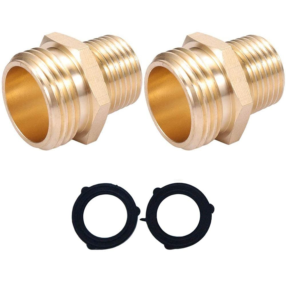 YOUHO Garden Hose Adapter 3/4 GHT Male x 1/2NPT(M) to 3/4GHT(M)2pcs, Brass