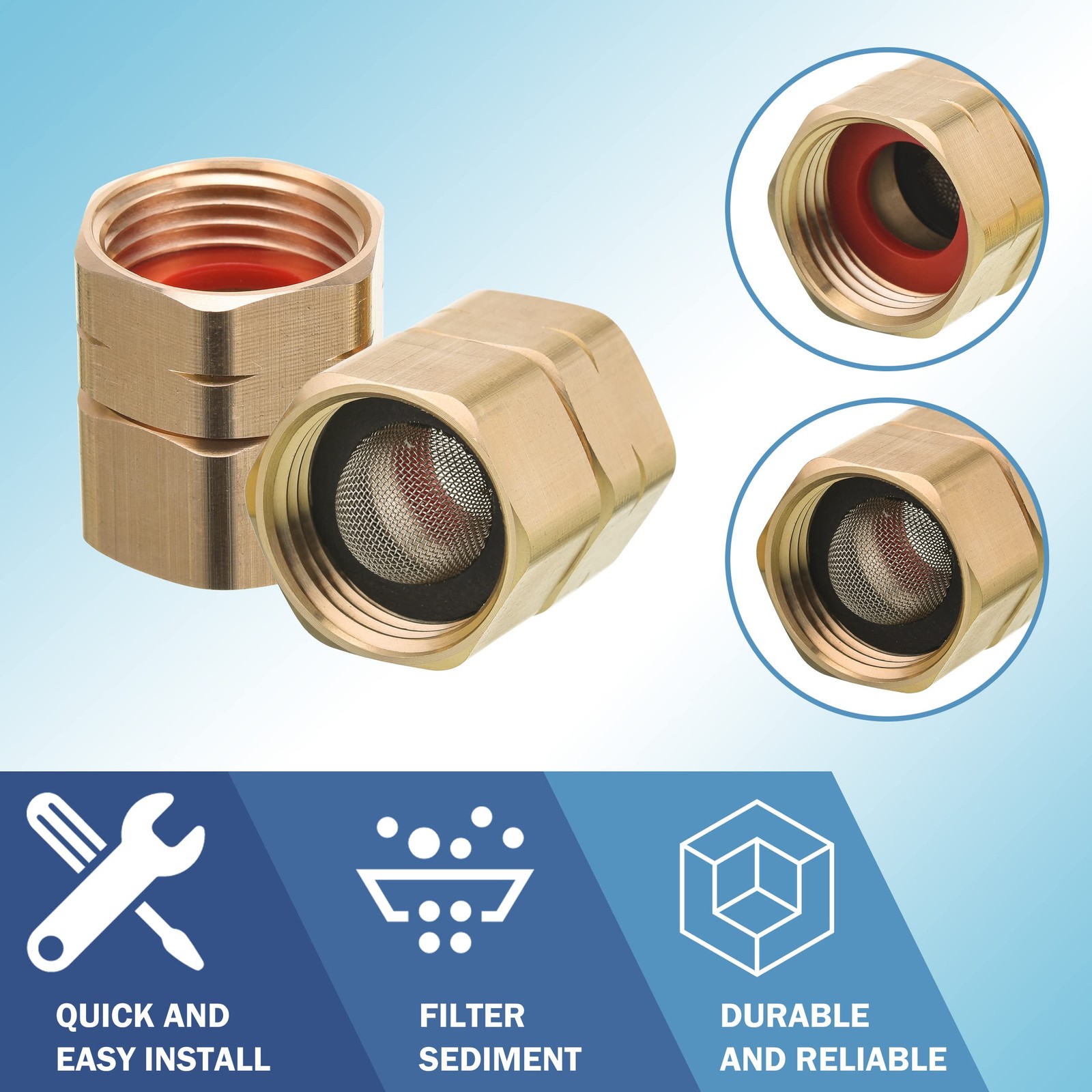 M MINGLE Garden Hose Adapter, Female to Female, 3/4 Inch Heavy 0.75 inches