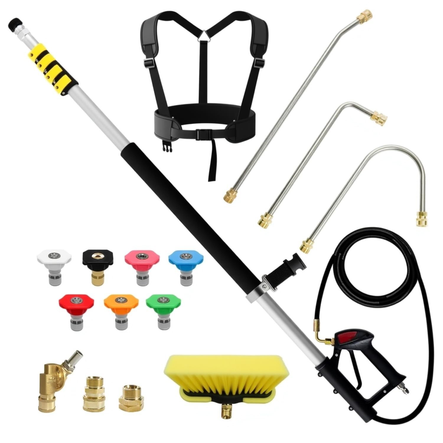 Pressure Washer Extension Wand, 4 FT Telescoping, 7 Spray Nozzles, Gutter Cle…