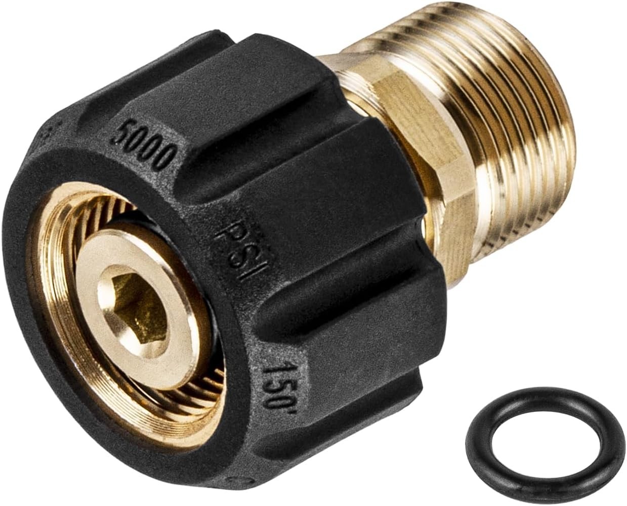 WOJET Pressure Washer Adapter, M22 15mm Female Thread to 14mm Male Gold