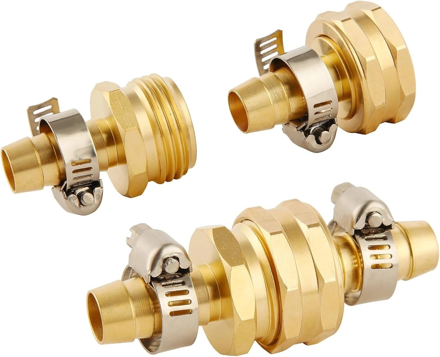 4 Set Brass Garden Hose Repair Connector Kit 4 Set, Fit for 1/2" hose