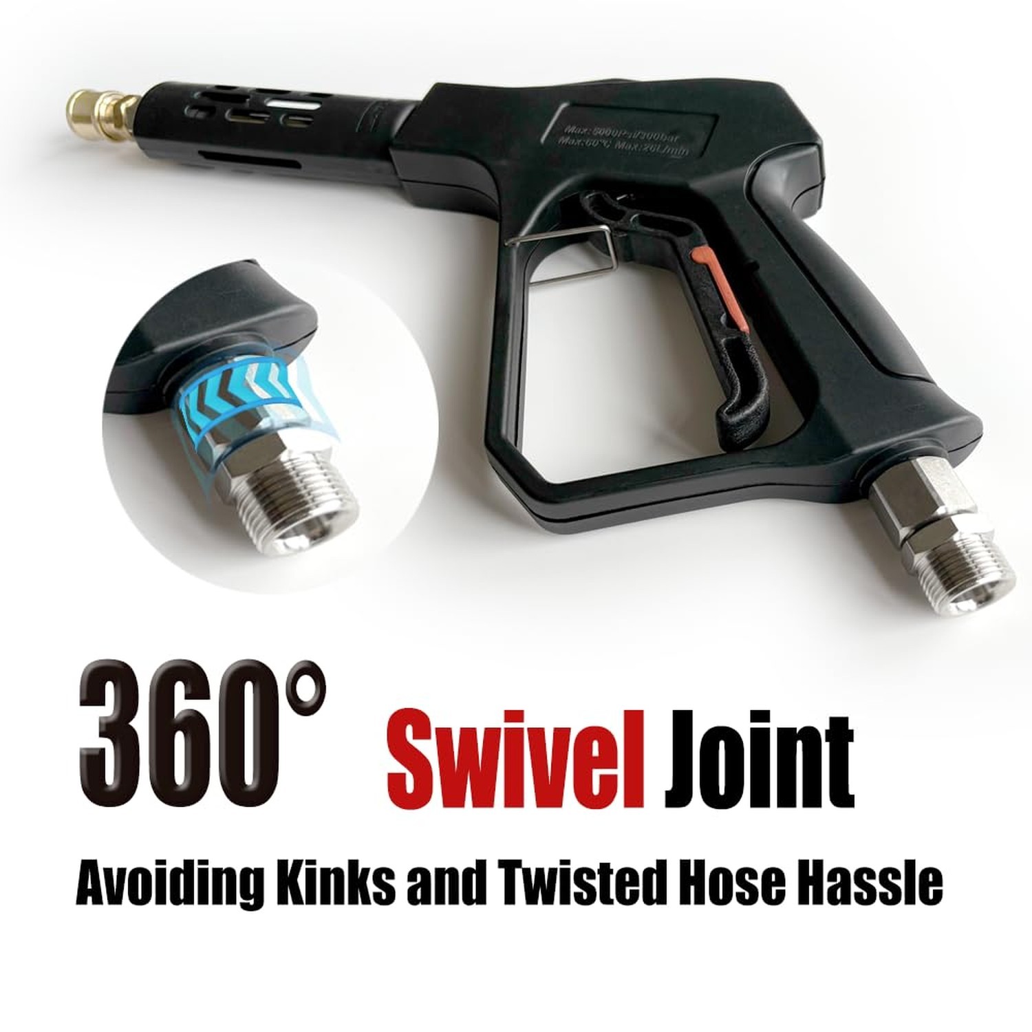 Swivel Pressure Washer Short Gun,Sturdy 5000PSI Power Washer Handle with Repl…