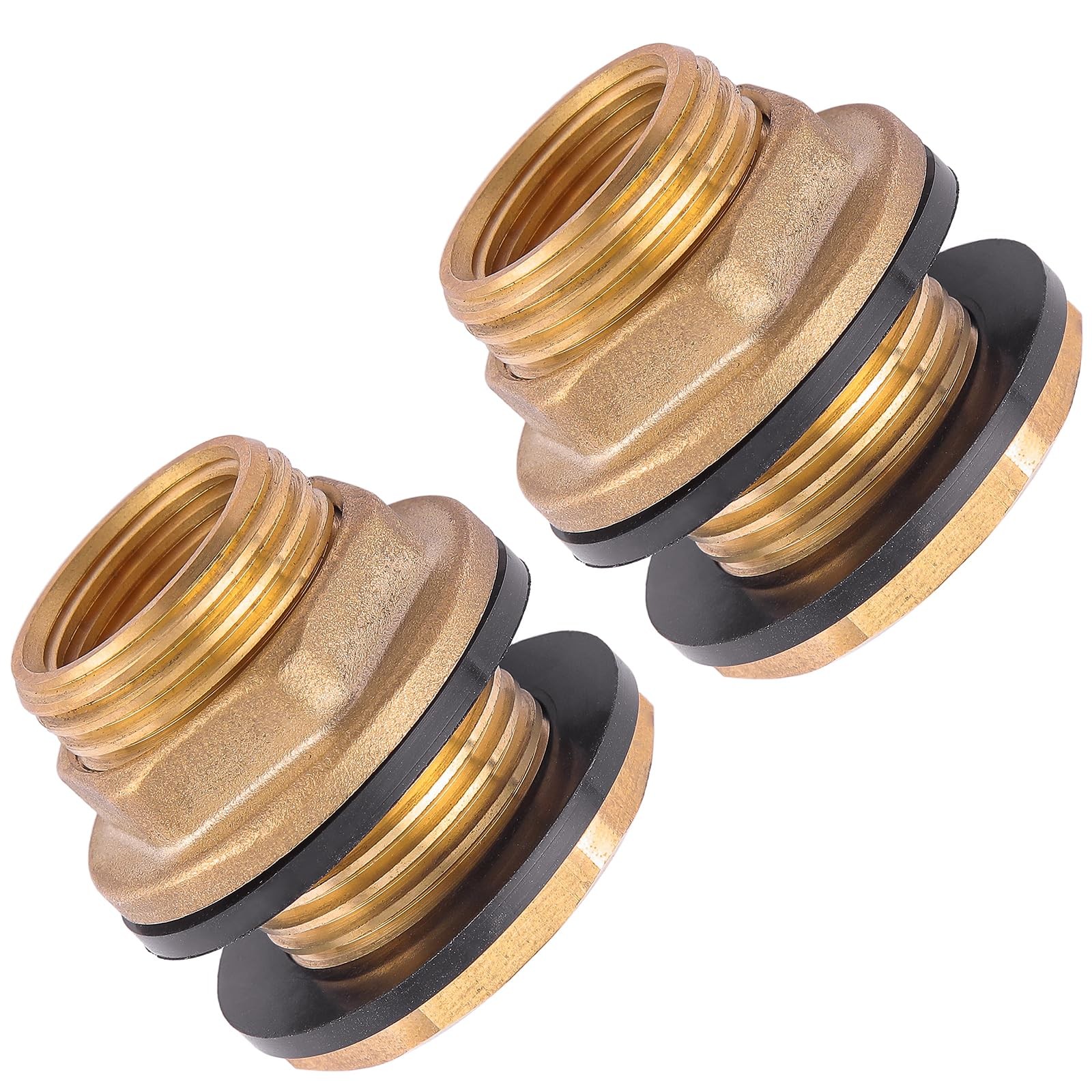 2 PCS Bulkhead Fitting,Solid Brass,1/2″ NPT Female 3/4″ 1/2″ and 3/4″, 2 Pack