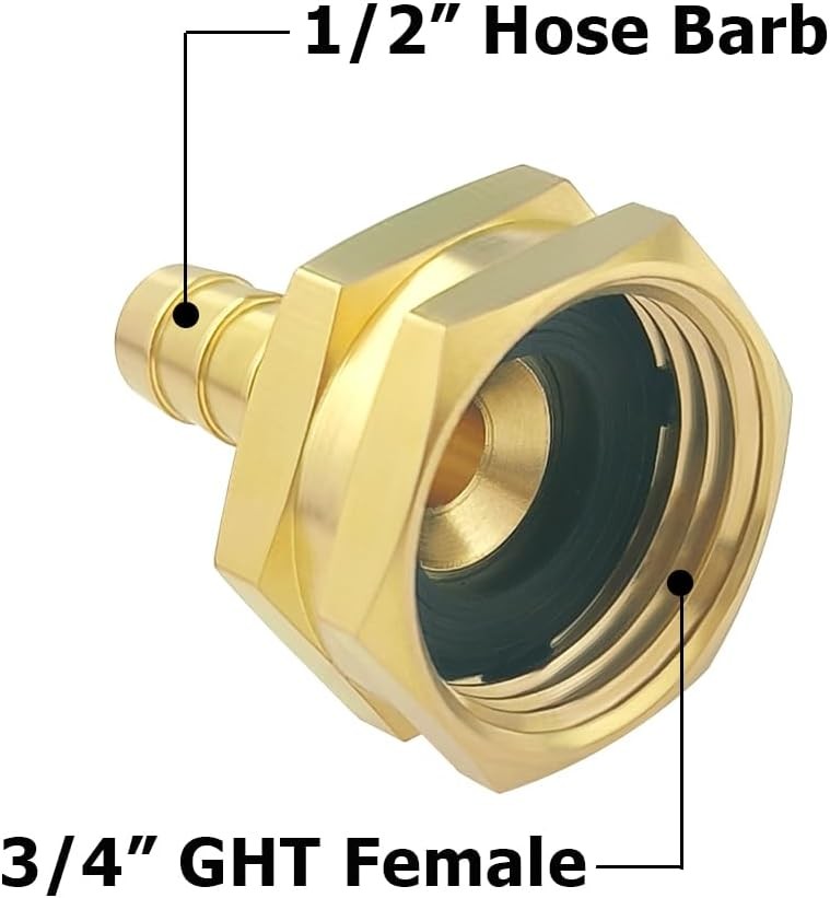 Hooshing 2PCS Garden Hose Swivel Adapter 1/2″ Barb x 3/4″ GHT Female 1/2