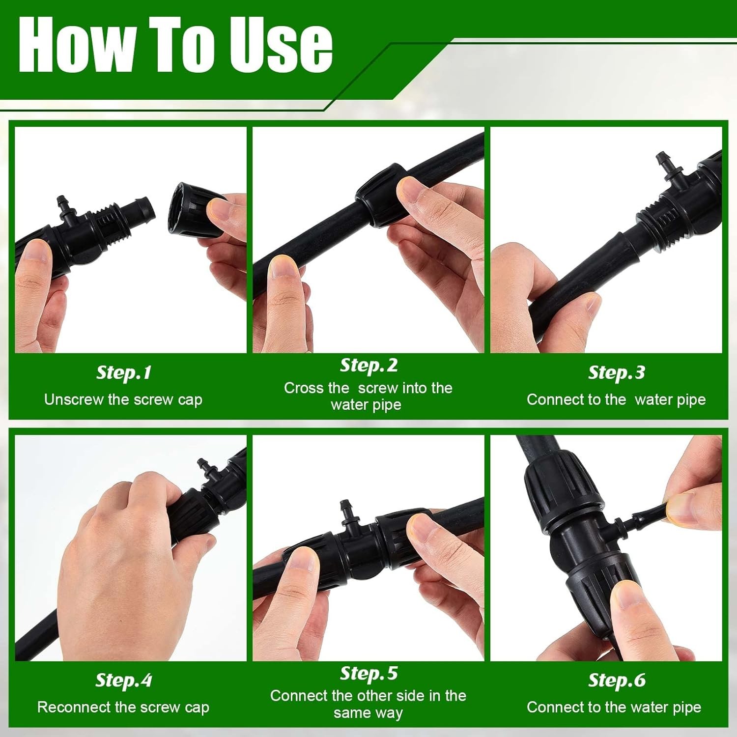 12 Pcs Barbed Tee Drip Irrigation Tubing for 1/2 inch to 1/4 inch, Black